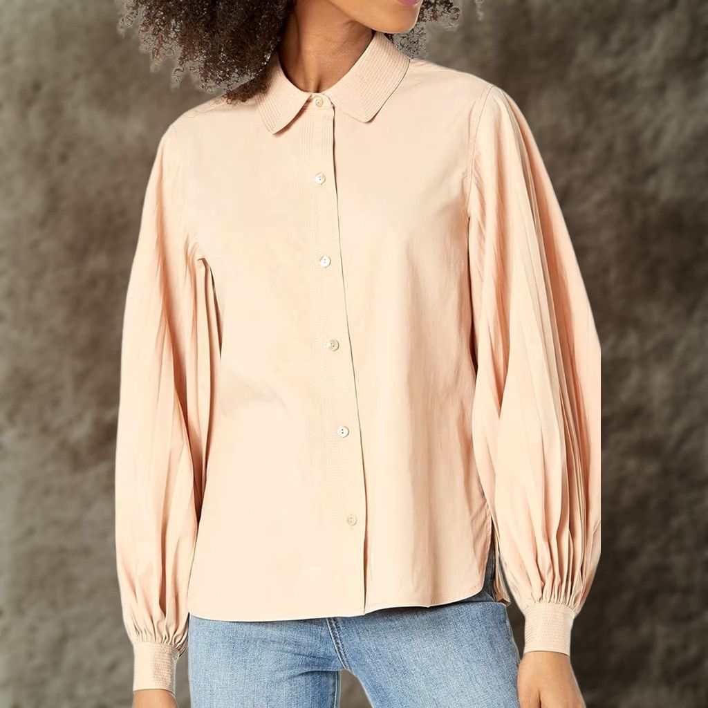 Rebecca Taylor Rebecca Taylor Rose Pink Collared Shirt Balloon Sleeve Womens XS Color Pink Casual Workwear Party/Cocktail Wedding 100% GENUINE Womens XS Size XS / US 0-2 / IT 36-38 - 1 Thumbnail