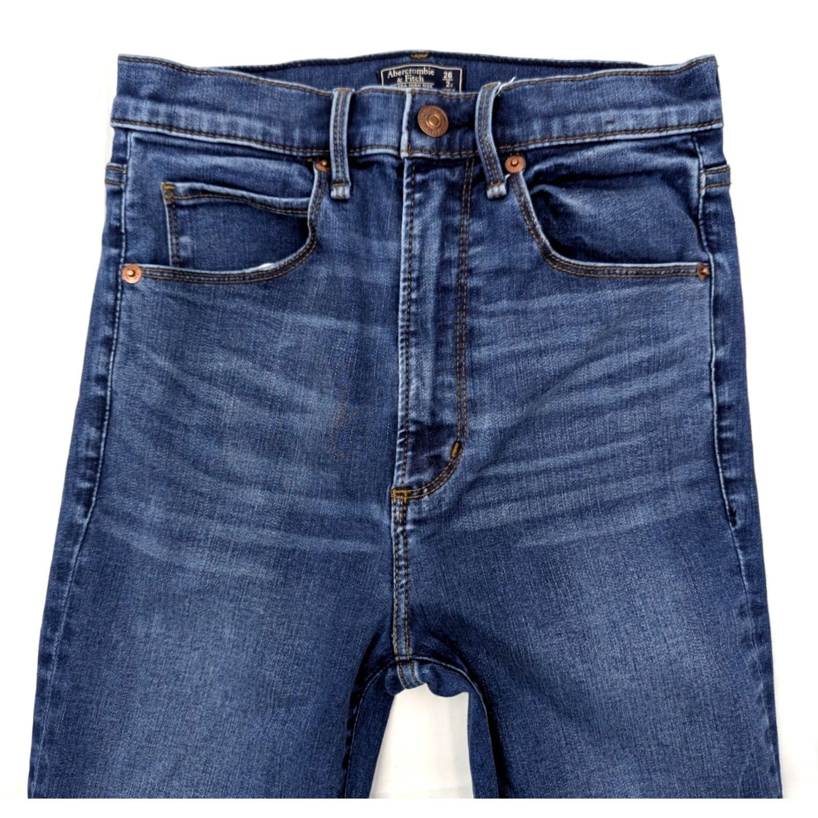 Abercrombie & Fitch Abercrombie & Fitch Jeans Women 26 Skinny Denim 5-Pocket Zipper Button Distressed Blue Mid Rise Modern Regular Fit 26x30 Vintage No Size 26" / US 2 / IT 38 - 5 Thumbnail