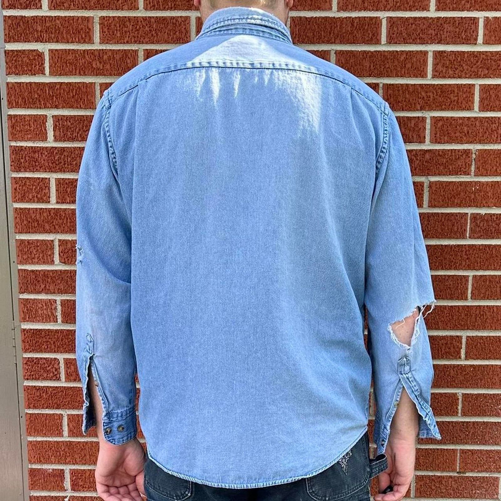 Puritan Vintage puritan distressed thrashed denim button up shirt Size US L / EU 52-54 / 3 - 3 Thumbnail