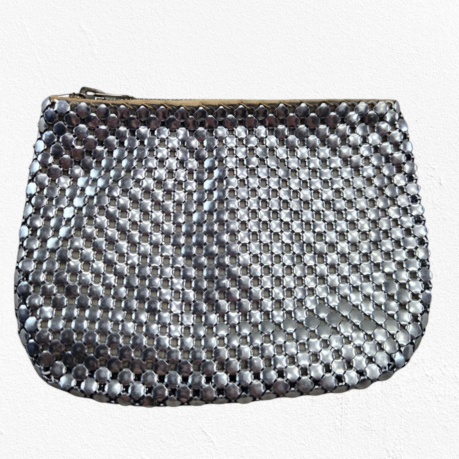 Vintage Vintage Silver Metal Mesh Zipper Pouch Coin Bag Size ONE SIZE - 8 Thumbnail