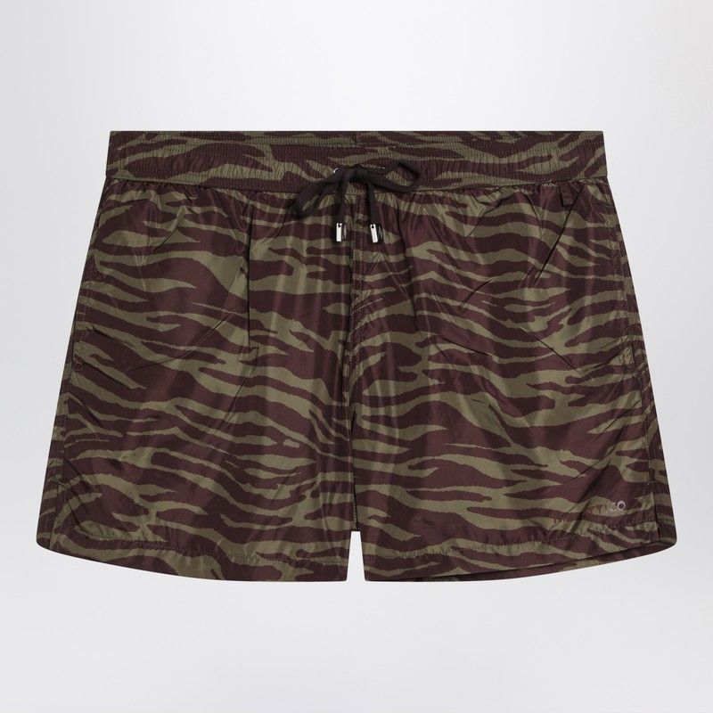 The Attico The Attico Zebra Shorts In Khaki/Brown Nylon Size 26" / US 2 / IT 38 - 1 Thumbnail