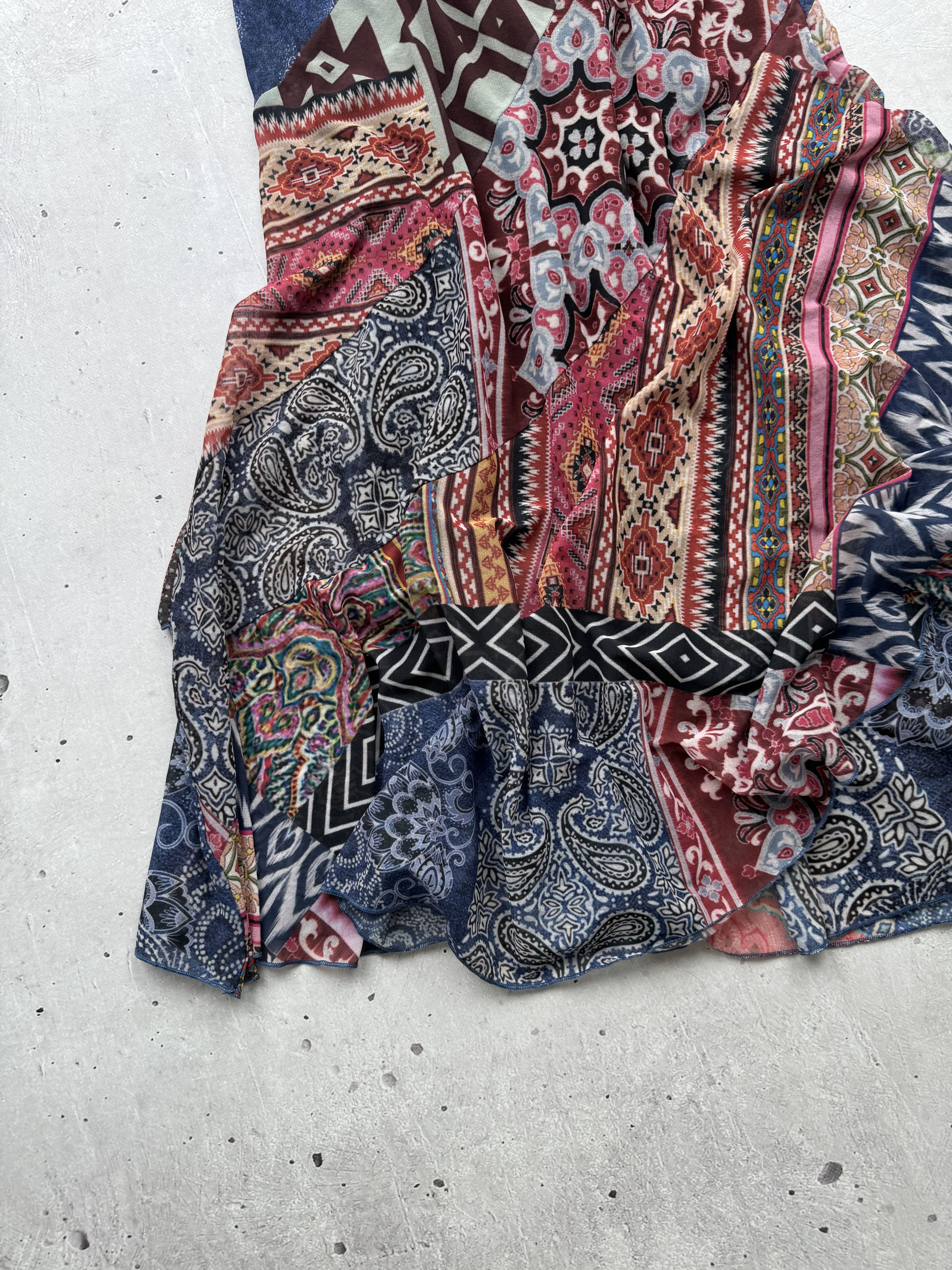 Cop Copine × Vintage Cop Copine Vintage Mesh Printed Flared Mini Dress Size M / US 6-8 / IT 42-44 - 10 Thumbnail