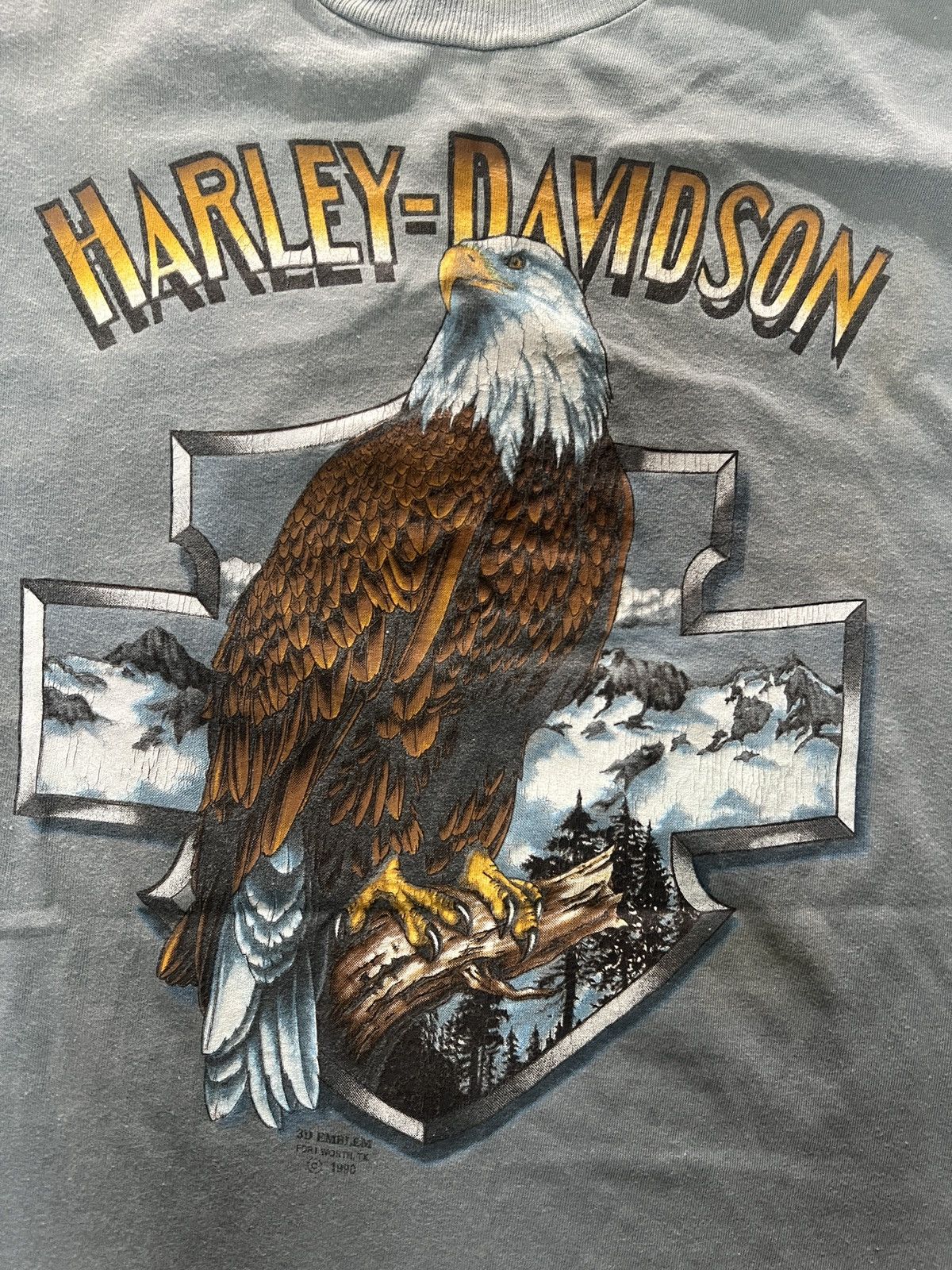 Other Vintage Harley Davidson 3D Emblem T Shirt (1990) Size US XL / EU 56 / 4 - 2 Thumbnail