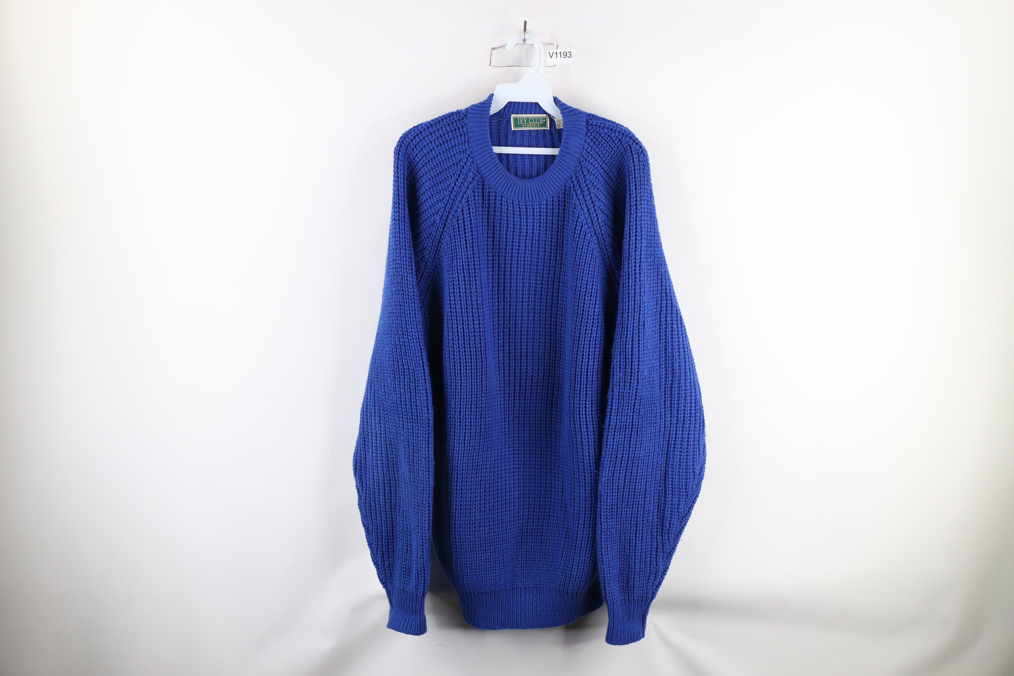 Vintage Vintage 90s Streetwear Chunky Ribbed Knit Sweater Royal Blue Size US XXL / EU 58 / 5 - 1 Thumbnail
