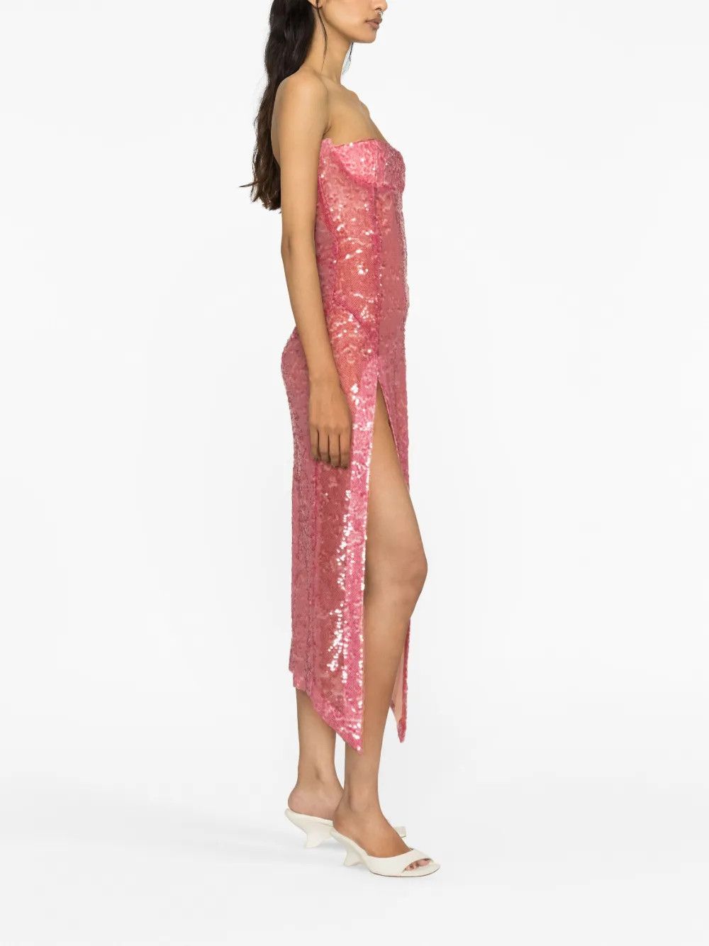 The Attico o1mle0526 Bustier Midi Dress in Pink Size S / US 4 / IT 40 - 3 Thumbnail