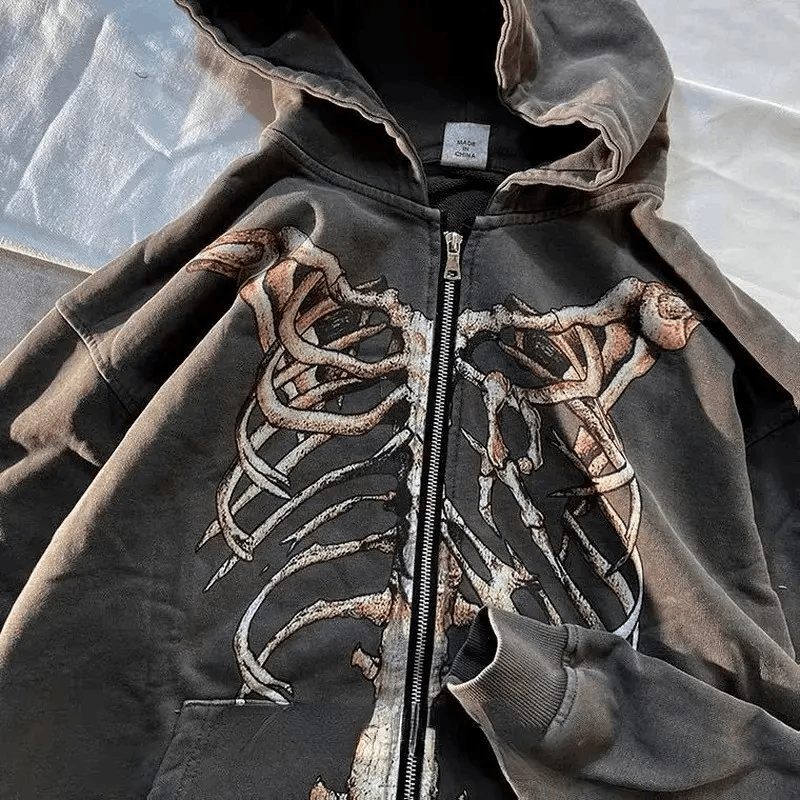 Japanese Brand × Vintage Punk Zip Up Hoodie Gothic Style Skeleton Jackets Size US M / EU 48-50 / 2 - 3 Thumbnail