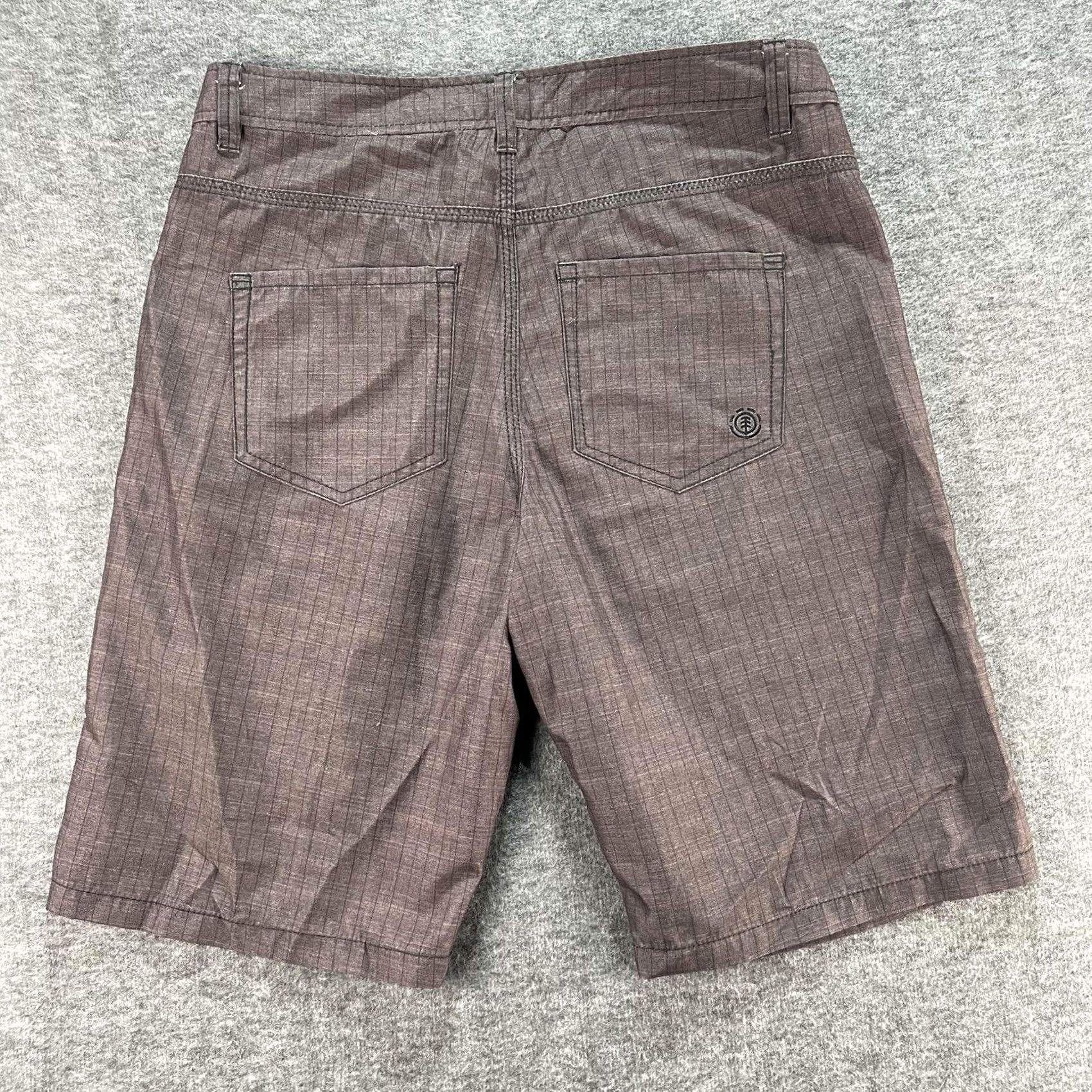 Element Element Shorts Mens 29 Brown Plaid Chino Casual Logo Polyester M256VHDE Size US 29 - 2 Thumbnail