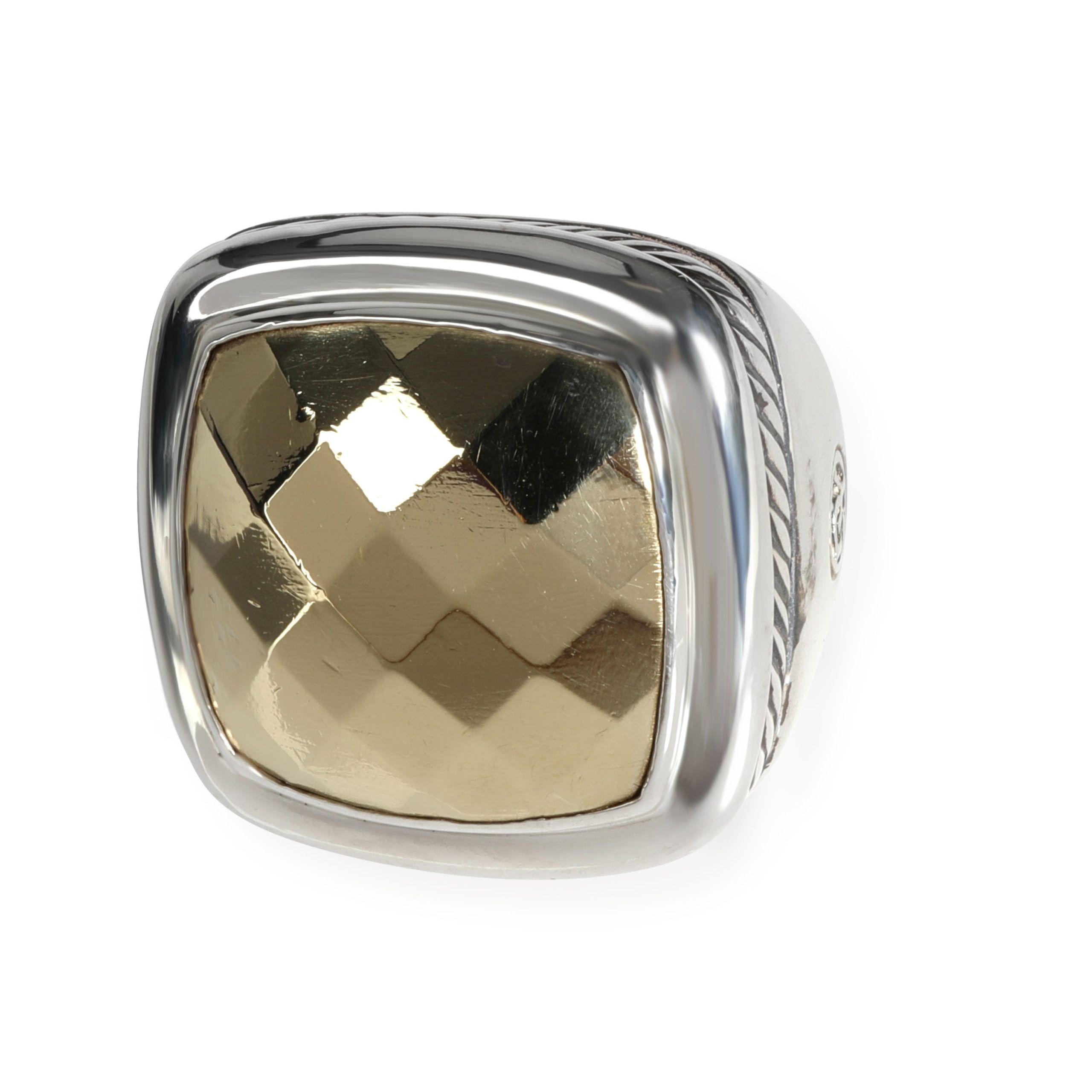 image of David Yurman Albion Faceted Gold Top Ring In 1/4 18K Yellow Gold/sterling Silver, Women's