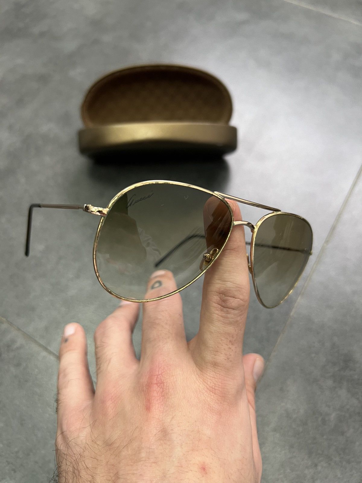 Gucci × Vintage Gucci Square Aviators Metal Frame Sunglasses Size ONE SIZE - 2 Thumbnail