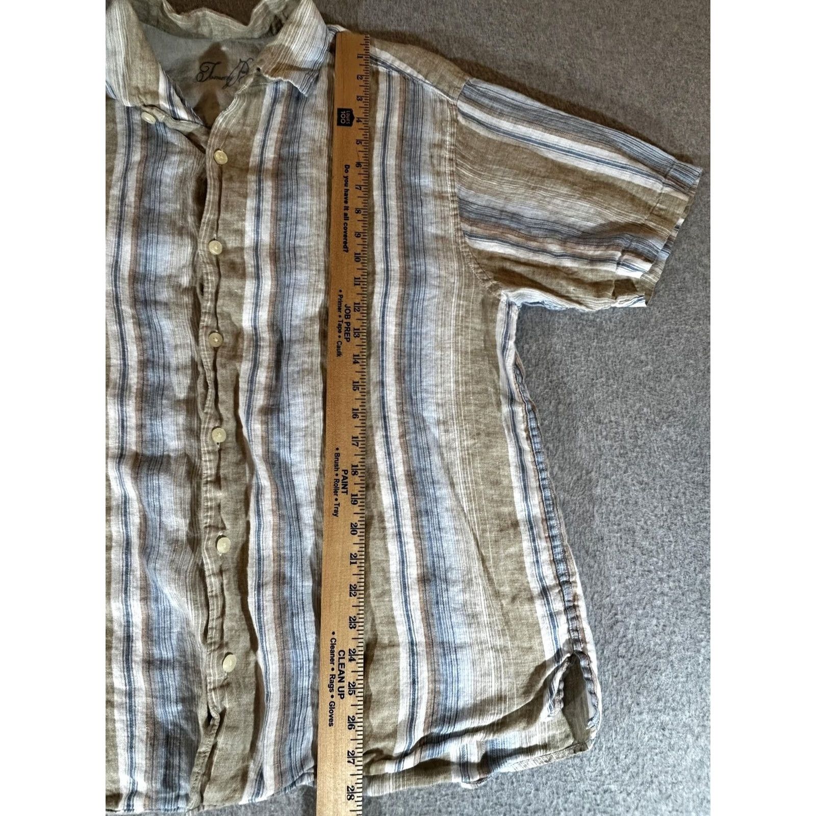 Tommy Bahama Tommy Bahama Shirt Mens Large Linen Stripe Short Sleeve Button Camp Casual Beach Mens L Multicolor Stripe Linen Button-Up Beach Shirt Size US L / EU 52-54 / 3 - 4 Thumbnail
