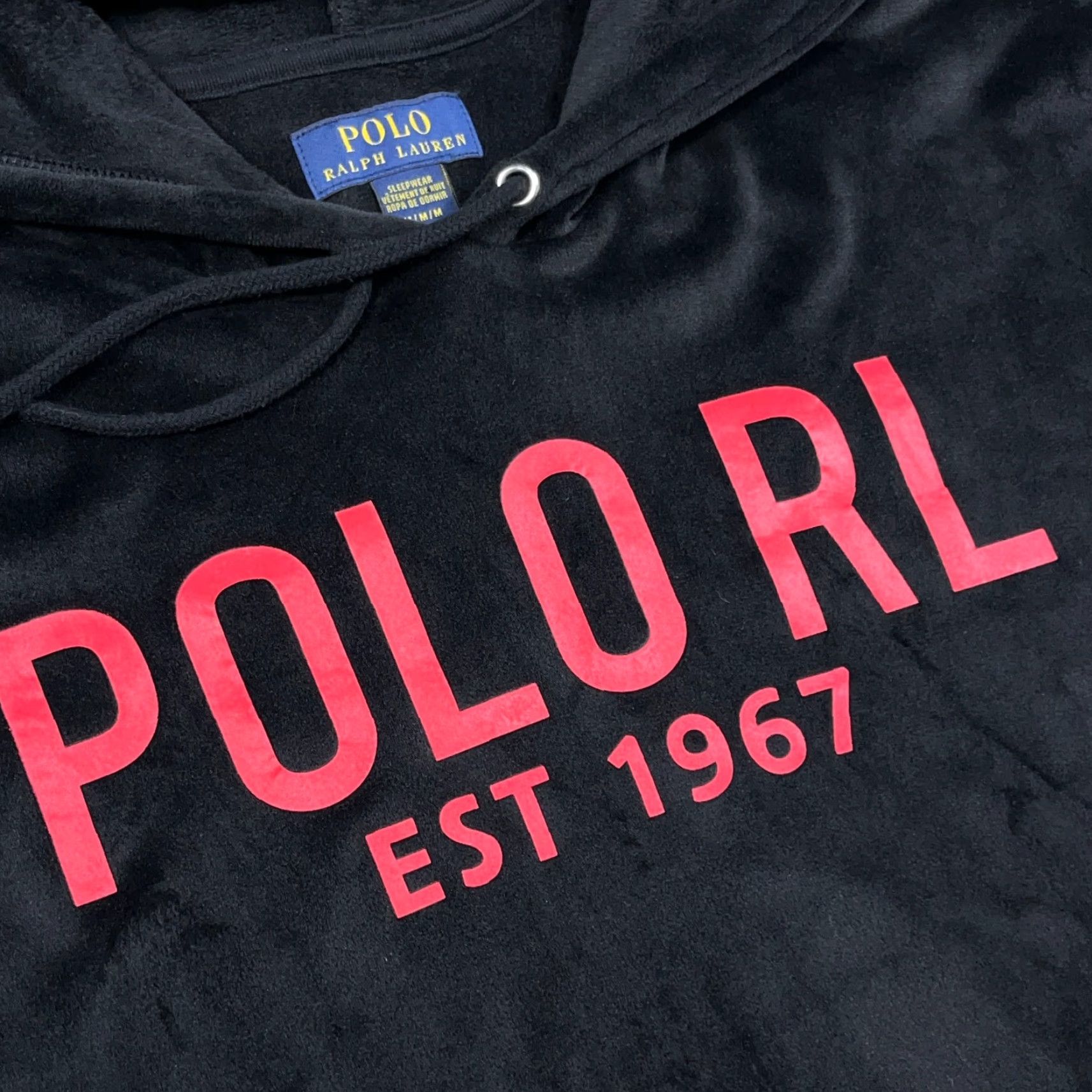 Polo Ralph Lauren Polo Ralph Lauren Hoodie Men Medium Black Red Sleep Wear Velour Lounge Spellout Size US M / EU 48-50 / 2 - 3 Thumbnail