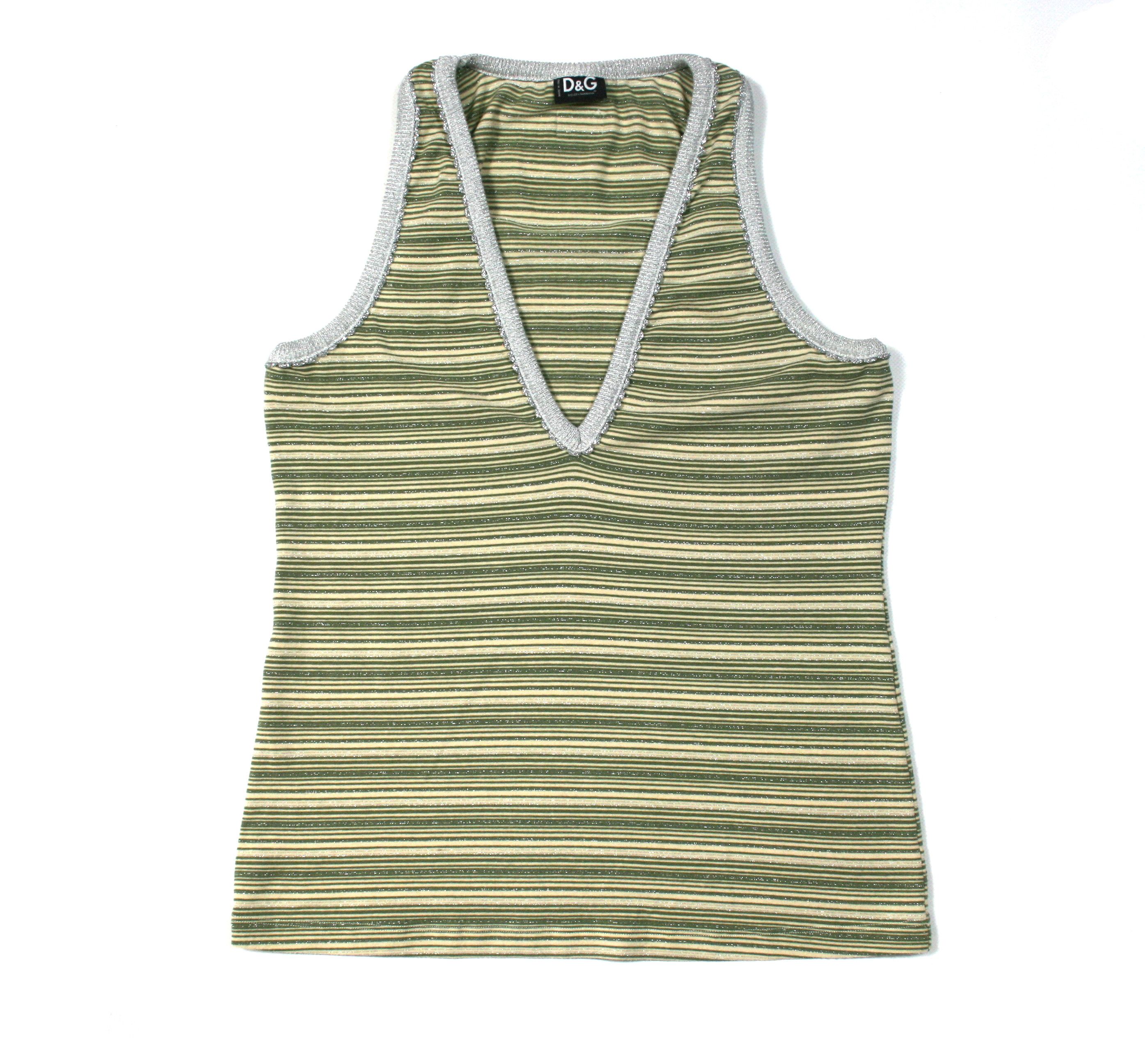90S Sequin Striped Y2K Logo Tank Top Vintage