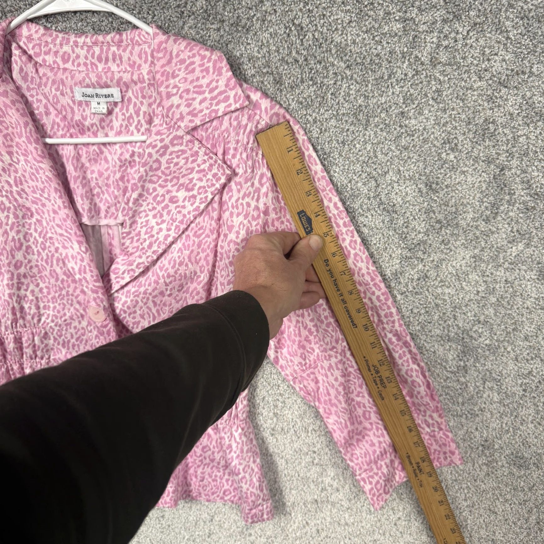 Vintage Joan Rivers Blazer Womens M Pink Leopard Collared 3/4 Sleeve Notch Lapel Button Front Vintage No Size M / US 6-8 / IT 42-44 - 3 Thumbnail