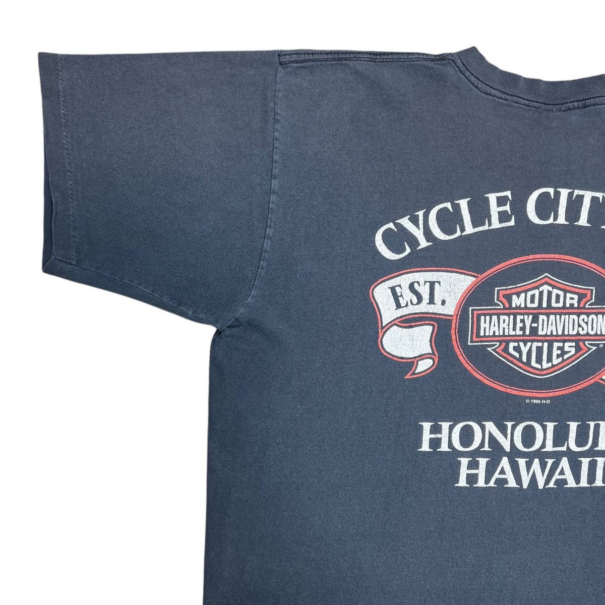 Harley Davidson × Vintage 1995 Harley Davidson Motorcycle Honolulu Hawaii Graphic Tee Size US XL / EU 56 / 4 - 16 Thumbnail