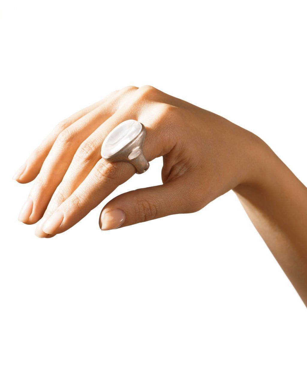 Other KAI / Silver Girasol Quartz Ring - Hand-Cut Cabochon Size ONE SIZE - 4 Thumbnail
