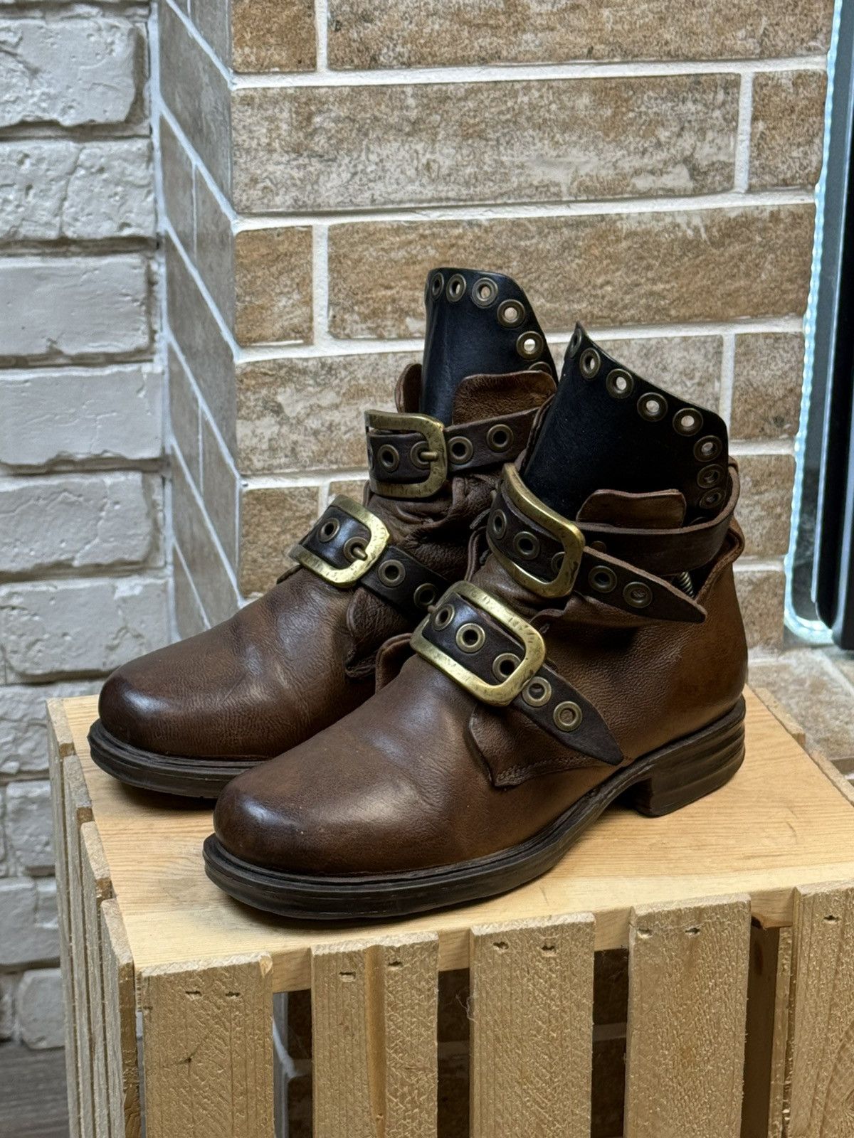 A.S.98 A.S.98 Airstep Brown Leather Biker Boots Size US 6 / IT 36 - 3 Thumbnail