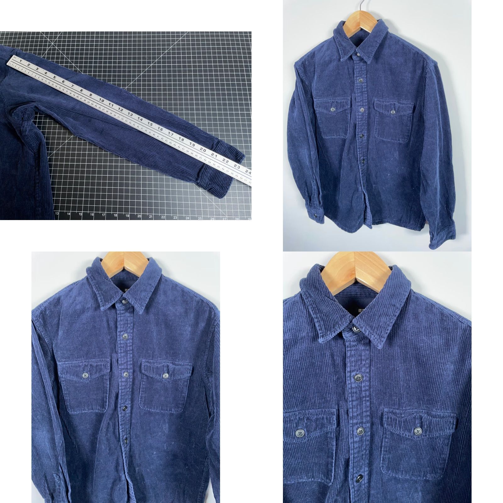 Uniqlo Uniqlo Corduroy Shirt Men's Medium Dark Blue Heavyweight Fabric Relaxed Fit Size US M / EU 48-50 / 2 - 8 Thumbnail