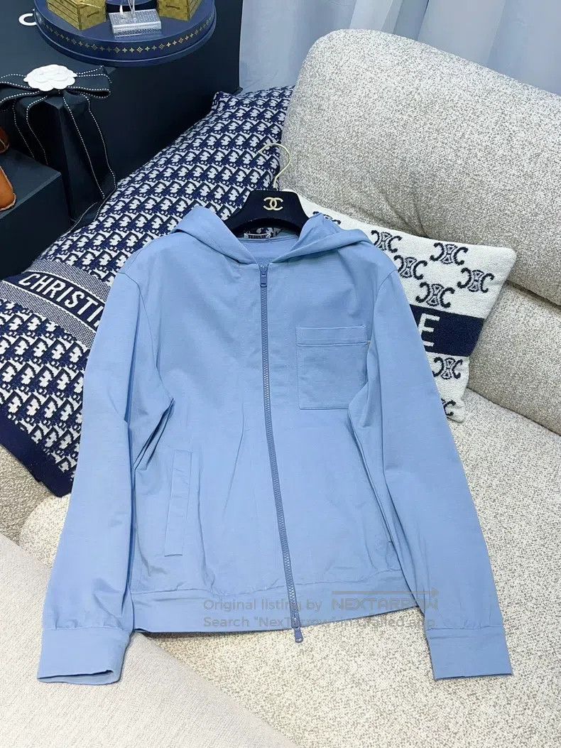 Brunello Cucinelli Brunello Cucinelli Light Blue Long Sleeve Zip-Up Hooded Sp Size XS / US 0-2 / IT 36-38 - 1 Thumbnail
