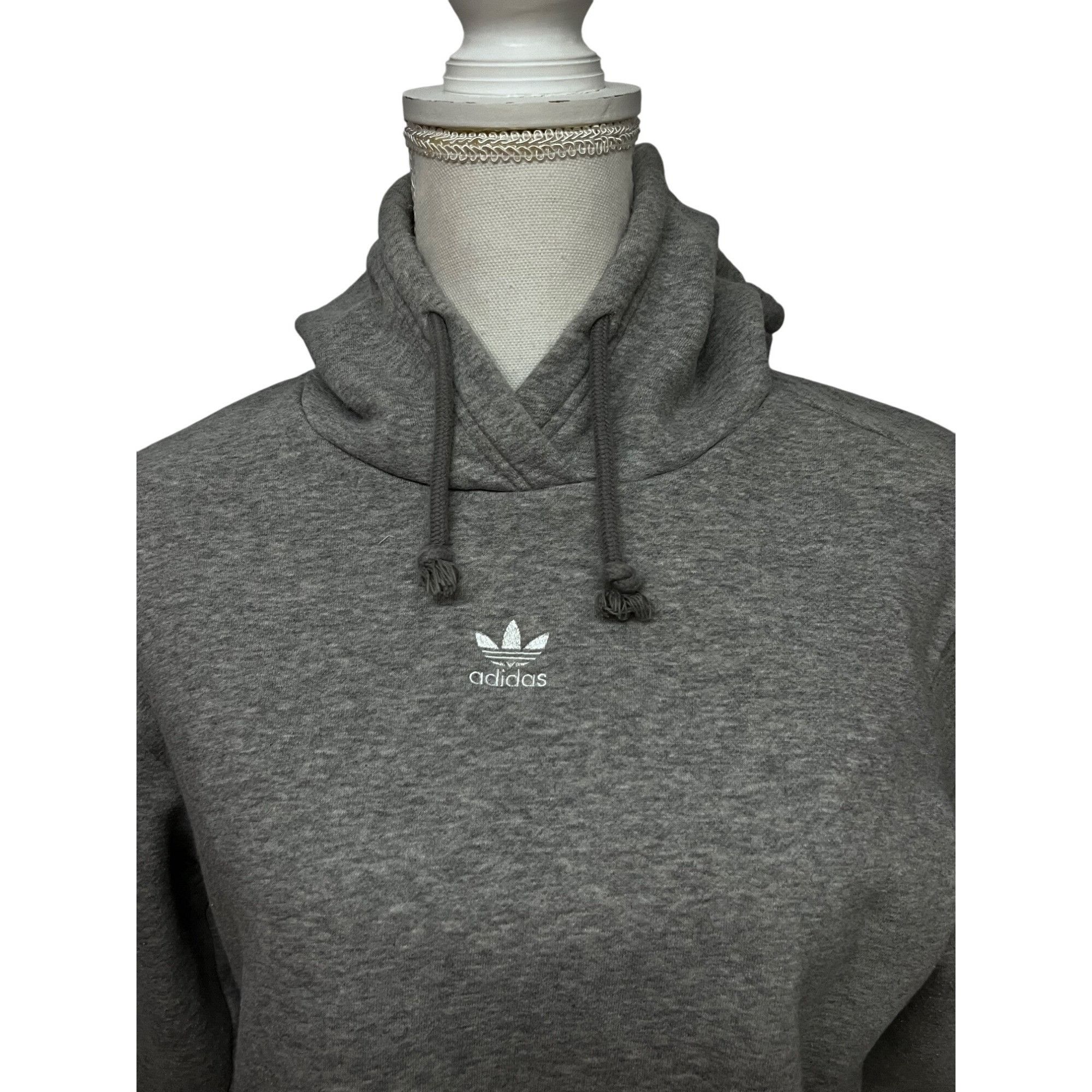 Adidas Adidas Womens Gray Shrug Cropped Hooded Sweatshirt Hoodie Sm Size S / US 4 / IT 40 - 6 Thumbnail