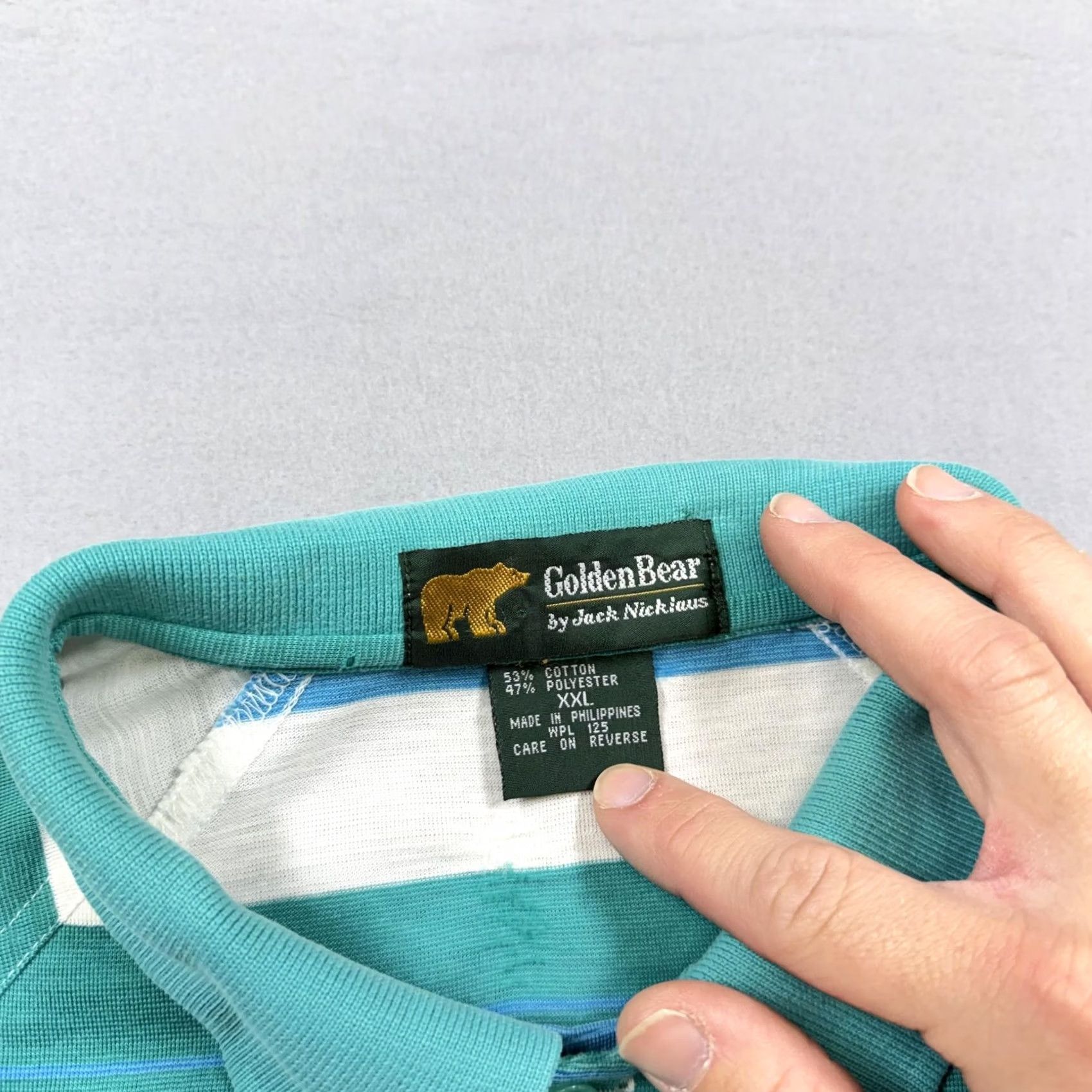 Golden Bear Golden Bear Polo Shirt Mens 3XL Green Stripe Knit Casual Golf Polo Shirt Mens 3XL Green Striped Polo Shirt Size US XXL / EU 58 / 5 - 4 Thumbnail