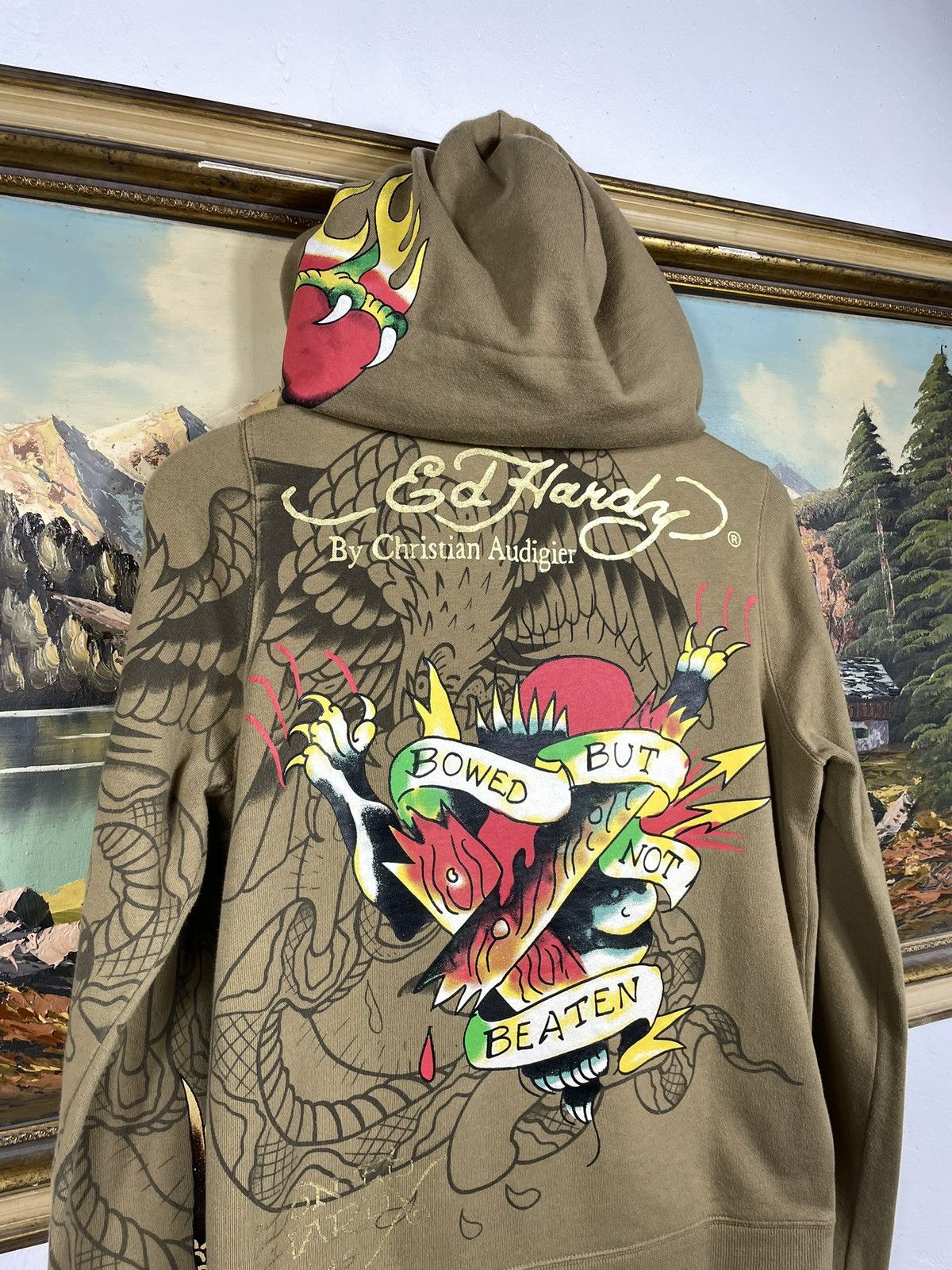 Christian Audigier × Ed Hardy × Vintage Ed Hardy Retro 00s Hoodie Cyber Affliction Grunge Hiphop Rap Size S / US 4 / IT 40 - 10 Thumbnail