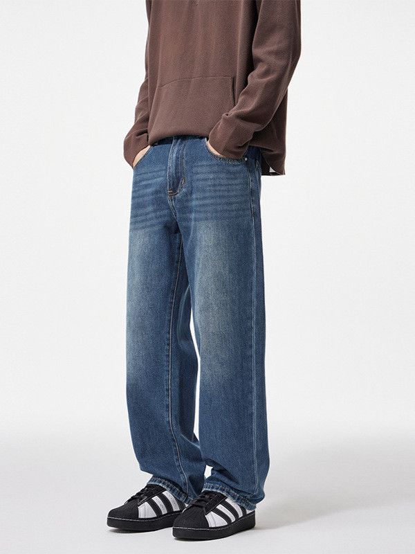 Japanese Brand Men's Retro Washed Loose Casual Cleanfit Straight Leg Jeans Size US 32 / EU 48 - 1 Thumbnail
