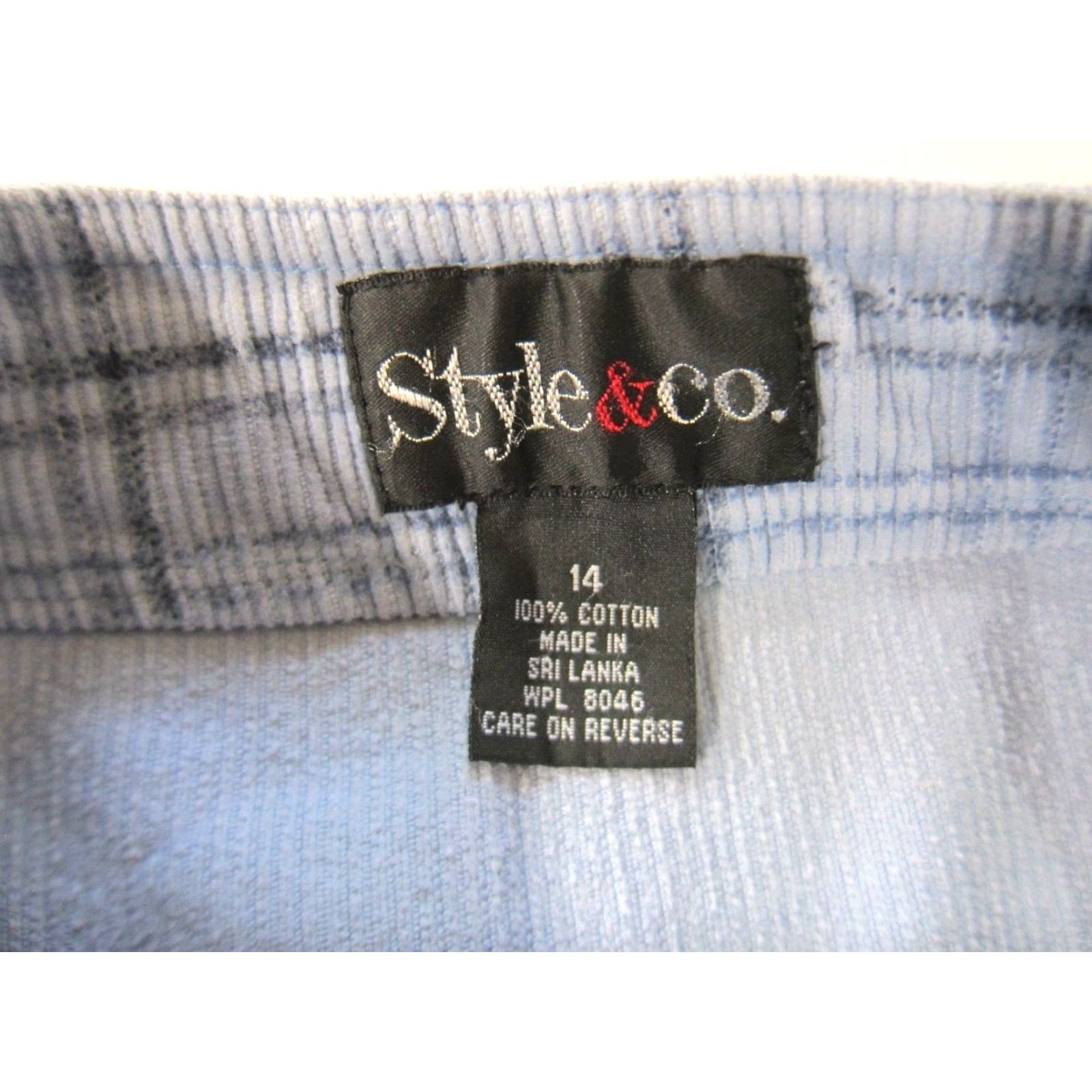 Vintage Vintage Style & Co. Cotton Blue Plaid Corduroy Wrap Straight Pencil Skirt 14 Size 36" / US 14 / IT 50 - 3 Thumbnail