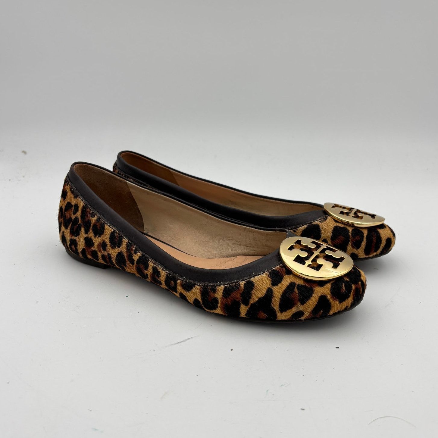 Tory Burch Leopard Print Calf Hair Ballet Flats Women's 8