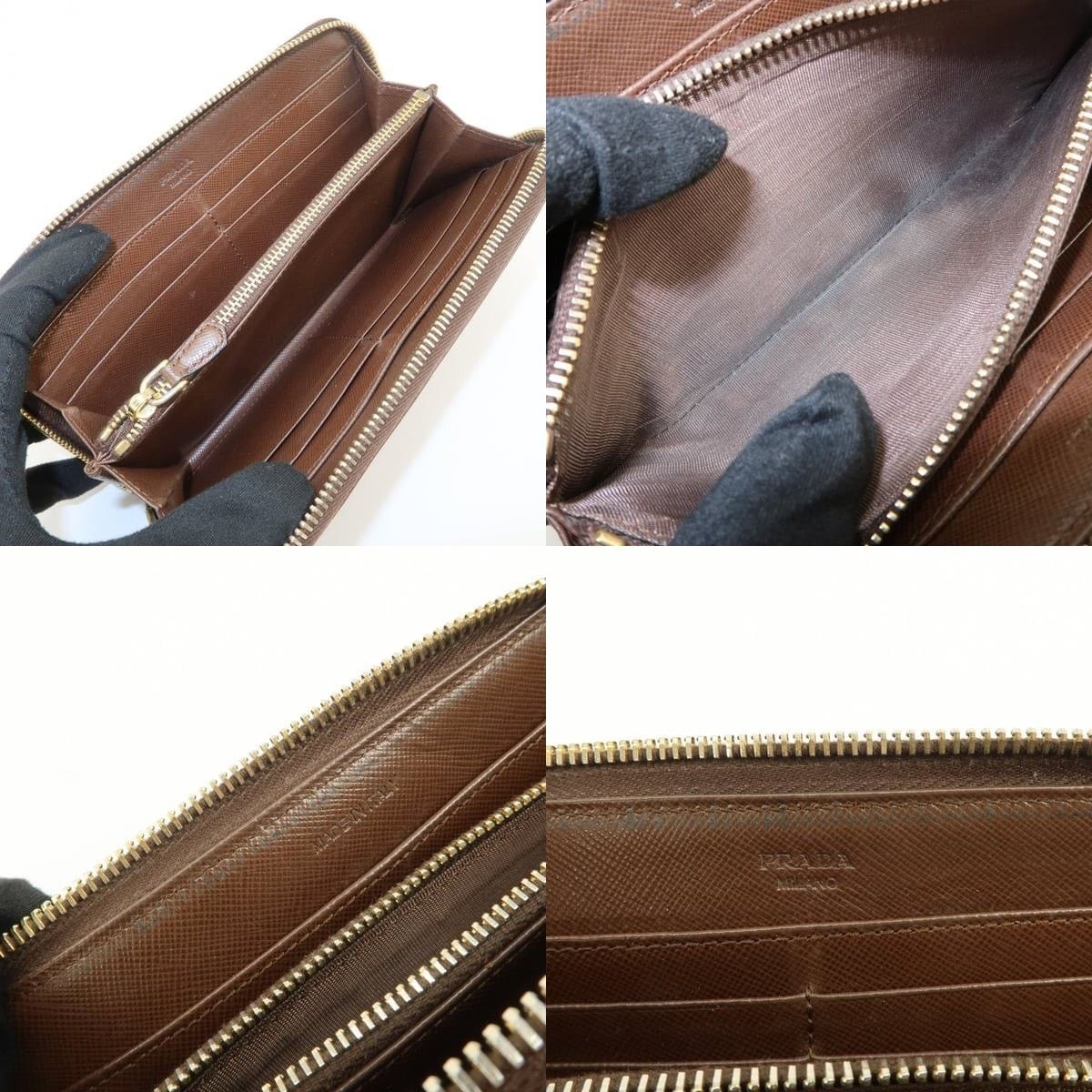 Prada Prada Saffiano Zippy Wallet Brown Size ONE SIZE - 7 Thumbnail