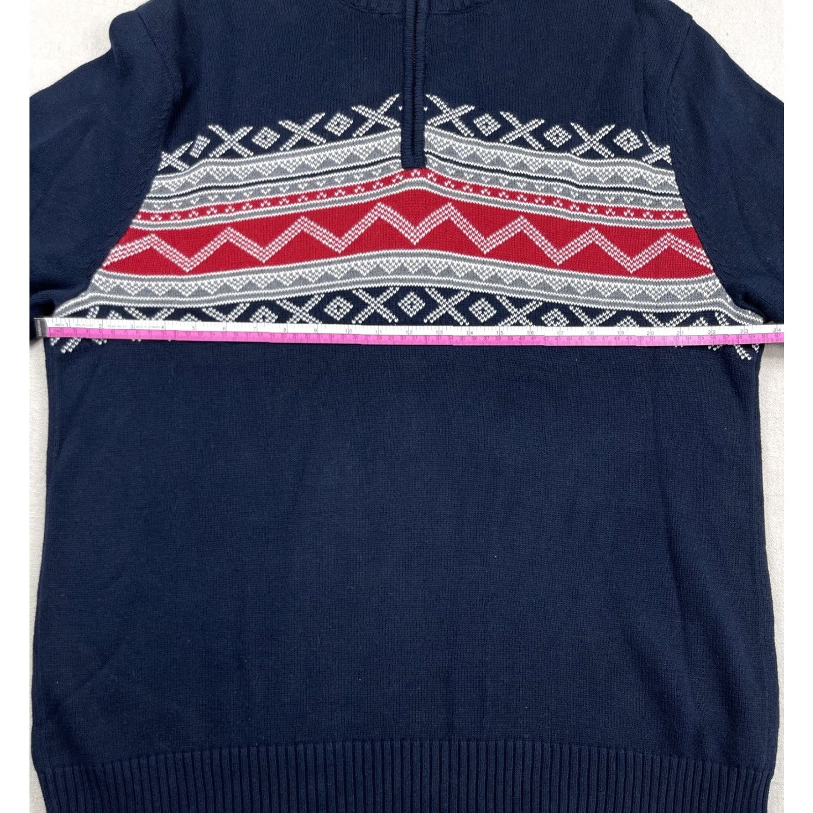 Dockers DOCKERS Men Sweater XL 1/4 Zip Pullover Argyle Aztec Navy Blue Red Gray Knit Size US XL / EU 56 / 4 - 4 Thumbnail