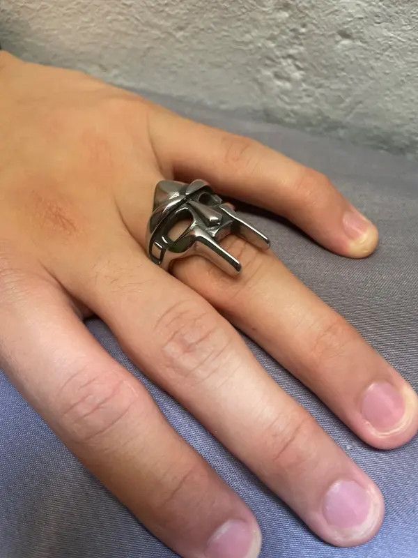VIBE MF Doom Custom Made Silver Tone Ring Size ONE SIZE - 6 Thumbnail