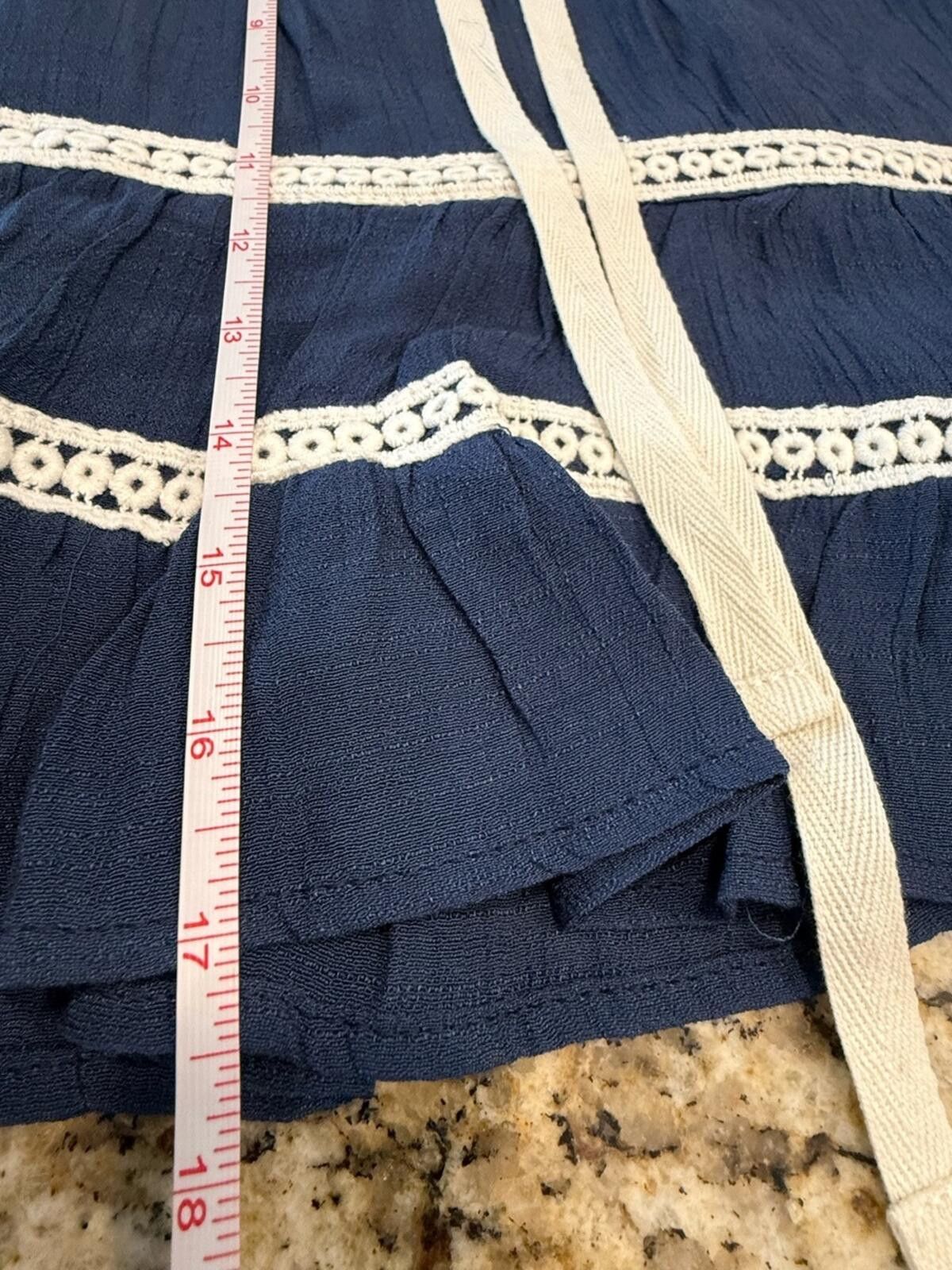 Other Umgee navy blue bohemian mini skirt white lace SZ SM Size 28" / US 6 / IT 42 - 8 Thumbnail