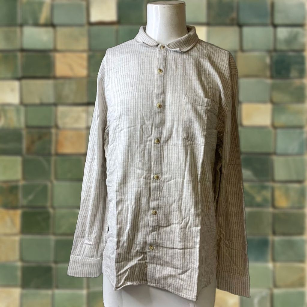 VINTAGE MARINE LAYER Shirt Gray Striped Long Sleeve Button-Down XL Mens
