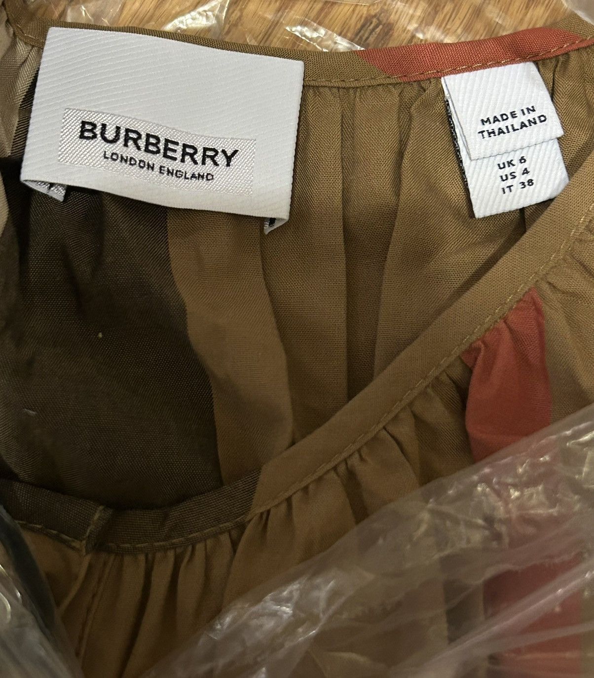 Burberry Burberry Round Neck Taupe Brown IP Check Cotton Belted Dress Size S / US 4 / IT 40 - 2 Thumbnail
