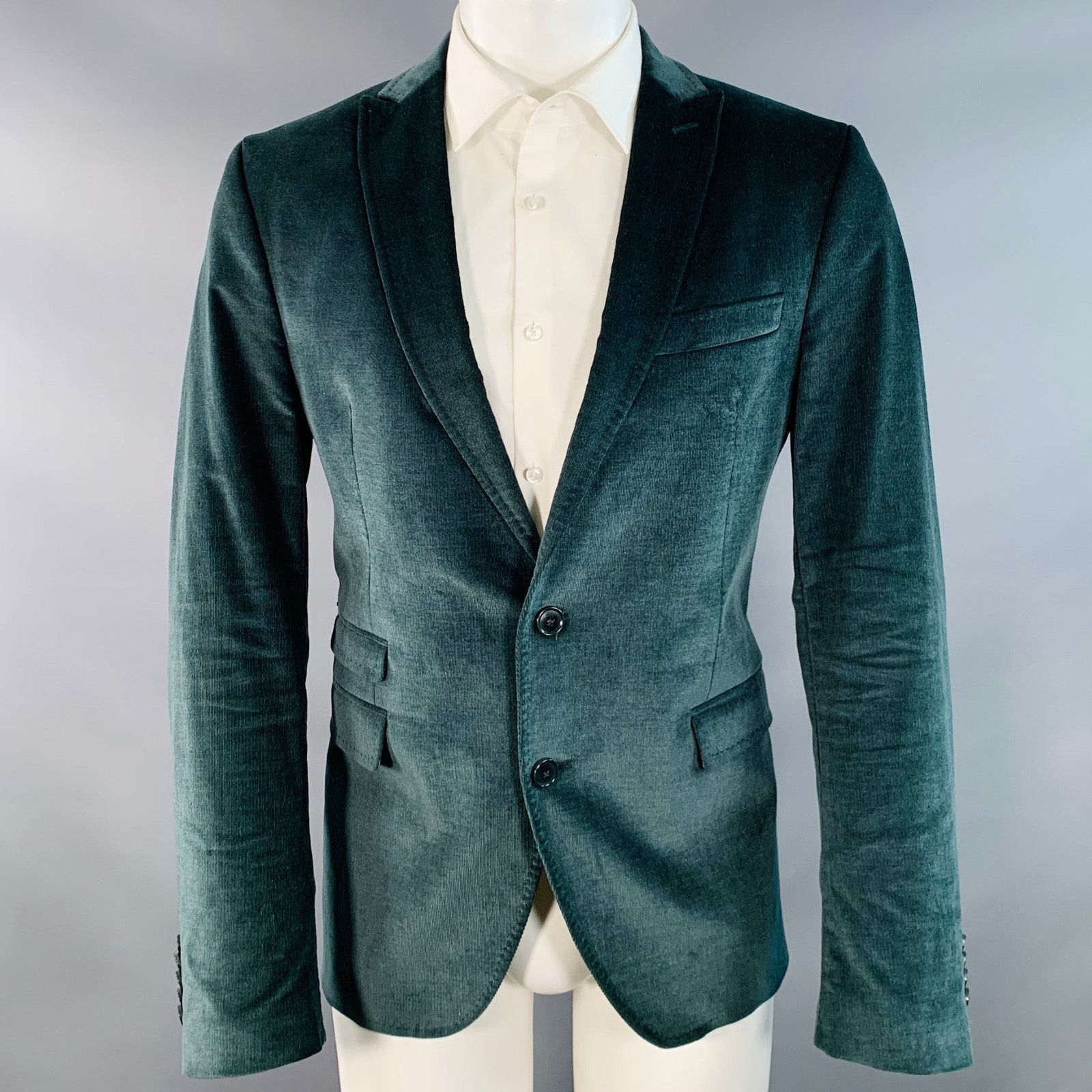 DRYKORN Forest Green Corduroy Cotton Blend Peak Lapel Sport Coat Size 40R - 1 Thumbnail