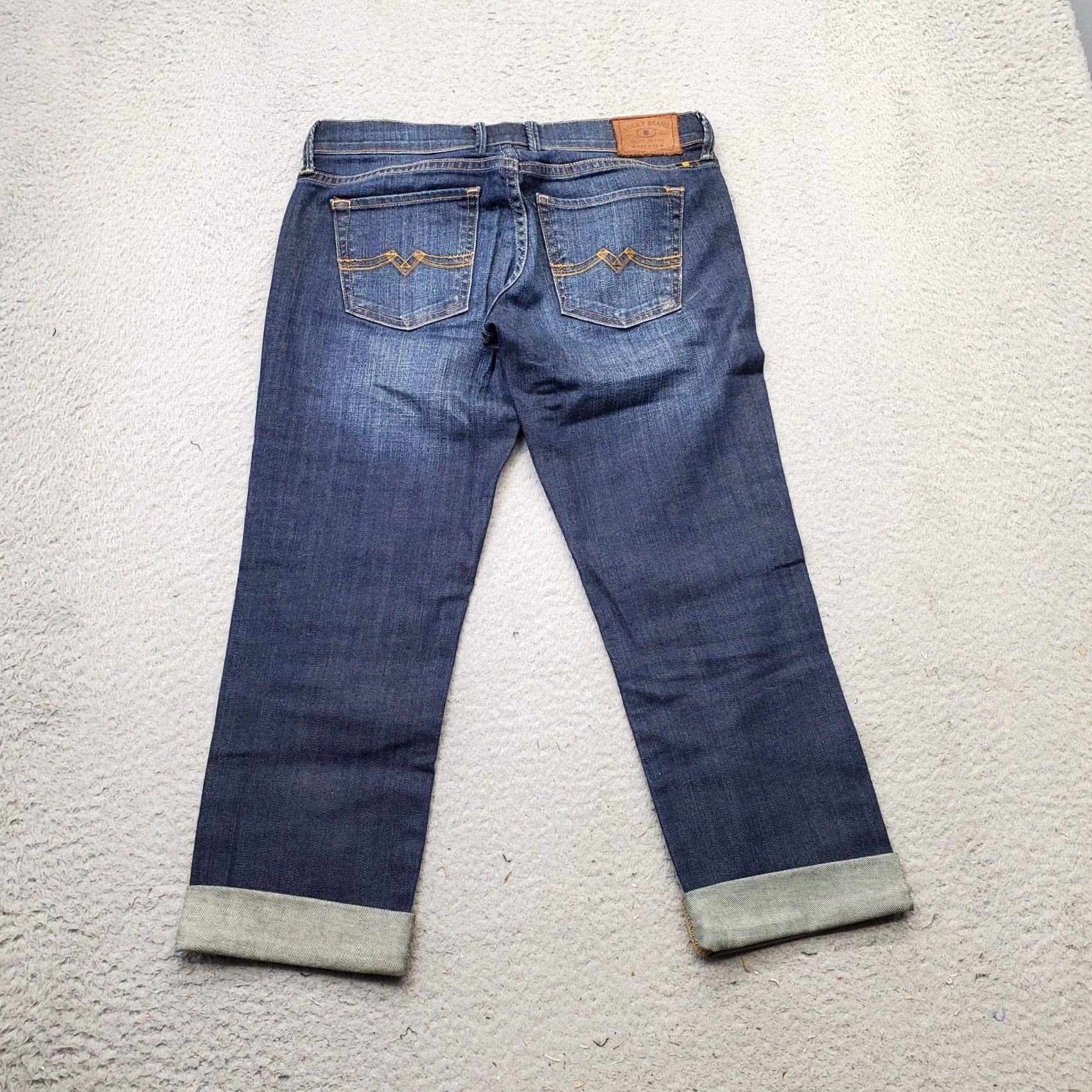 Lucky Brand Lucky Brand Cropped Jeans Women 0/25 Blue Whiskered Faded Dark Wash Cuffed Hem Jeans Women XS-0/25 Blue Whiskered Cuffed Hem Size 25" / US 0 / IT 36 - 2 Thumbnail