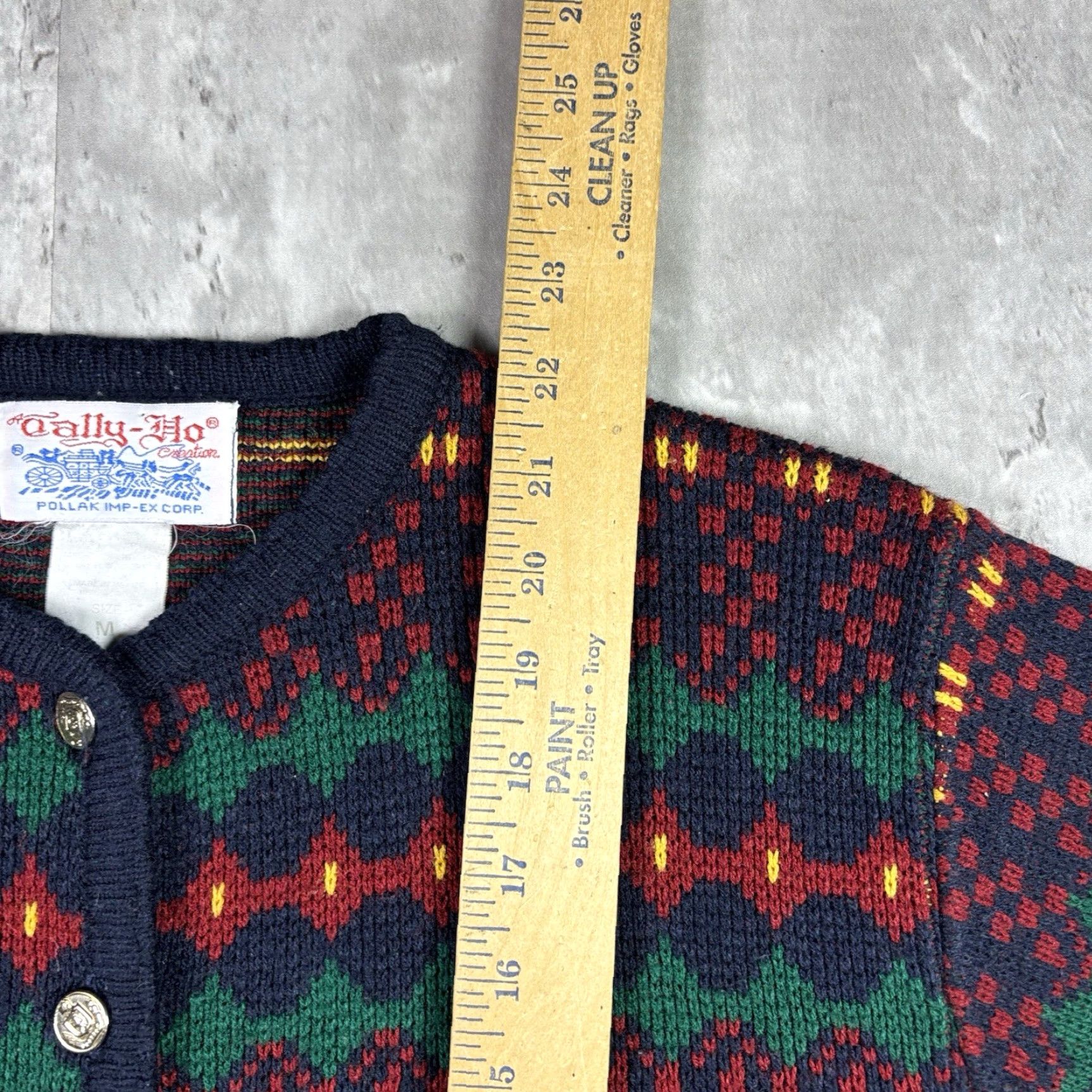 Vintage VINTAGE Women’s Cardigan Knit Sweater Red Striped Abstract 1990s Adult Medium Mens Womens Boys Girls Size M / US 6-8 / IT 42-44 - 4 Thumbnail
