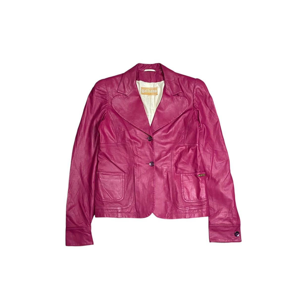 John Galliano ARCHIVE JOHN GALLIANO PINK LEATHER BLAZER Size L / US 10 / IT 46 - 1 Thumbnail