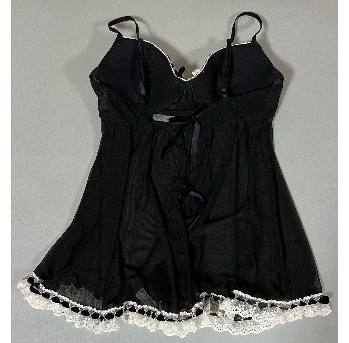 Vintage Black Ruffle Sheer Nightie Lingerie Nightgown Dress Size S 🖤 Size S / US 4 / IT 40 - 3 Thumbnail
