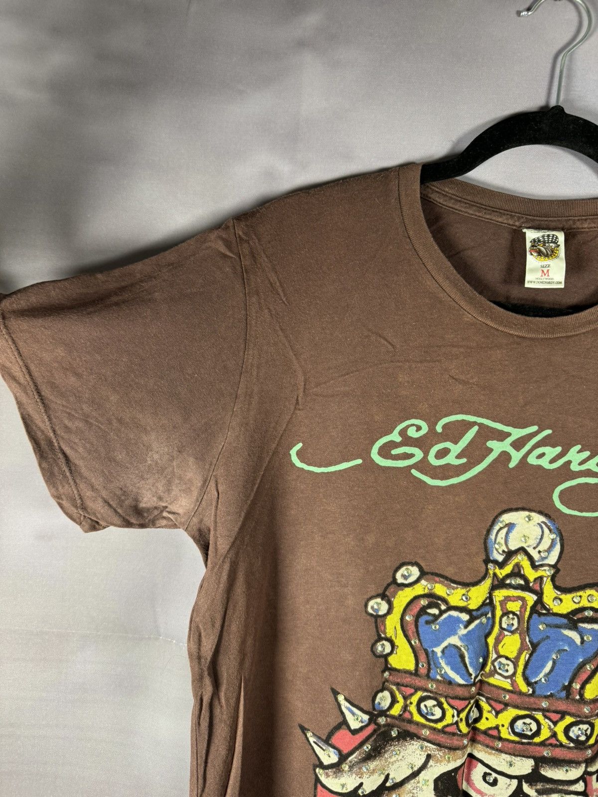 Designer × Ed Hardy Don Ed Hardy Brown Bulldog Graphics Printer Logo T Shirt M Size US M / EU 48-50 / 2 - 7 Thumbnail