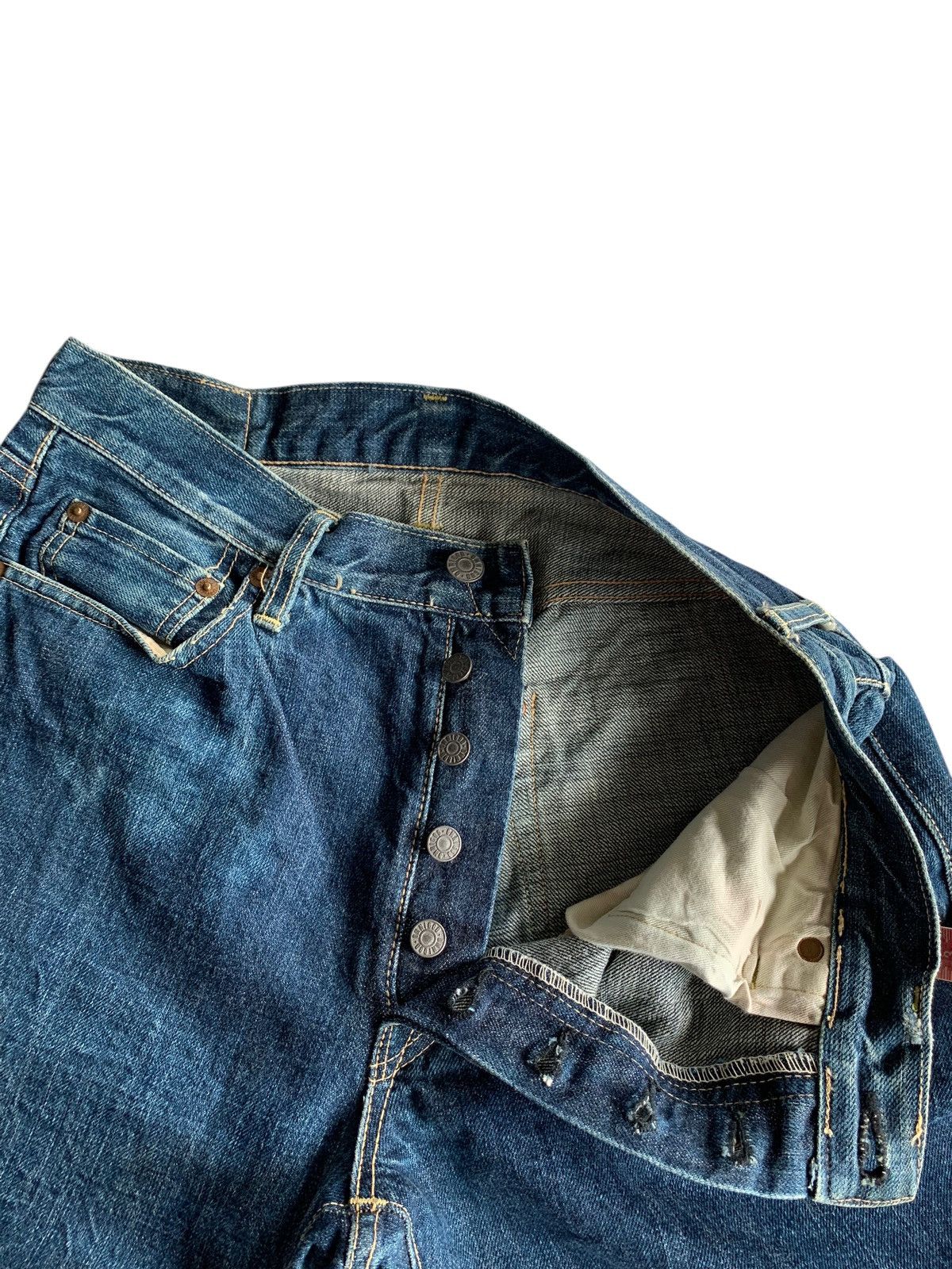 Kapital VINTAGE OMNIGOD JAPANESE BUTTON FLY SELVEDGE DISTRESSEDDENIM Size US 30 / EU 46 - 13 Thumbnail