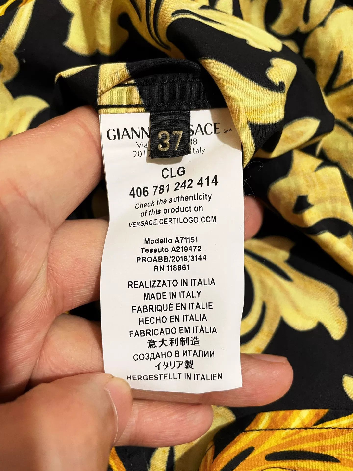 Versace Versace Limited Runway Black Gold Baroque Vine LS Shirt S Size US XS / EU 42 / 0 - 7 Thumbnail