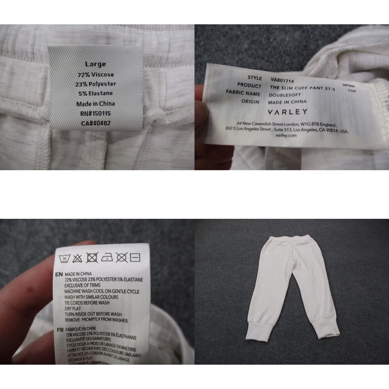 Varley Varley Joggers Women's L White Sweatpants Stretch Casual Active Run Gym Track Soft Size 24" / US 00 / IT 34 - 8 Thumbnail