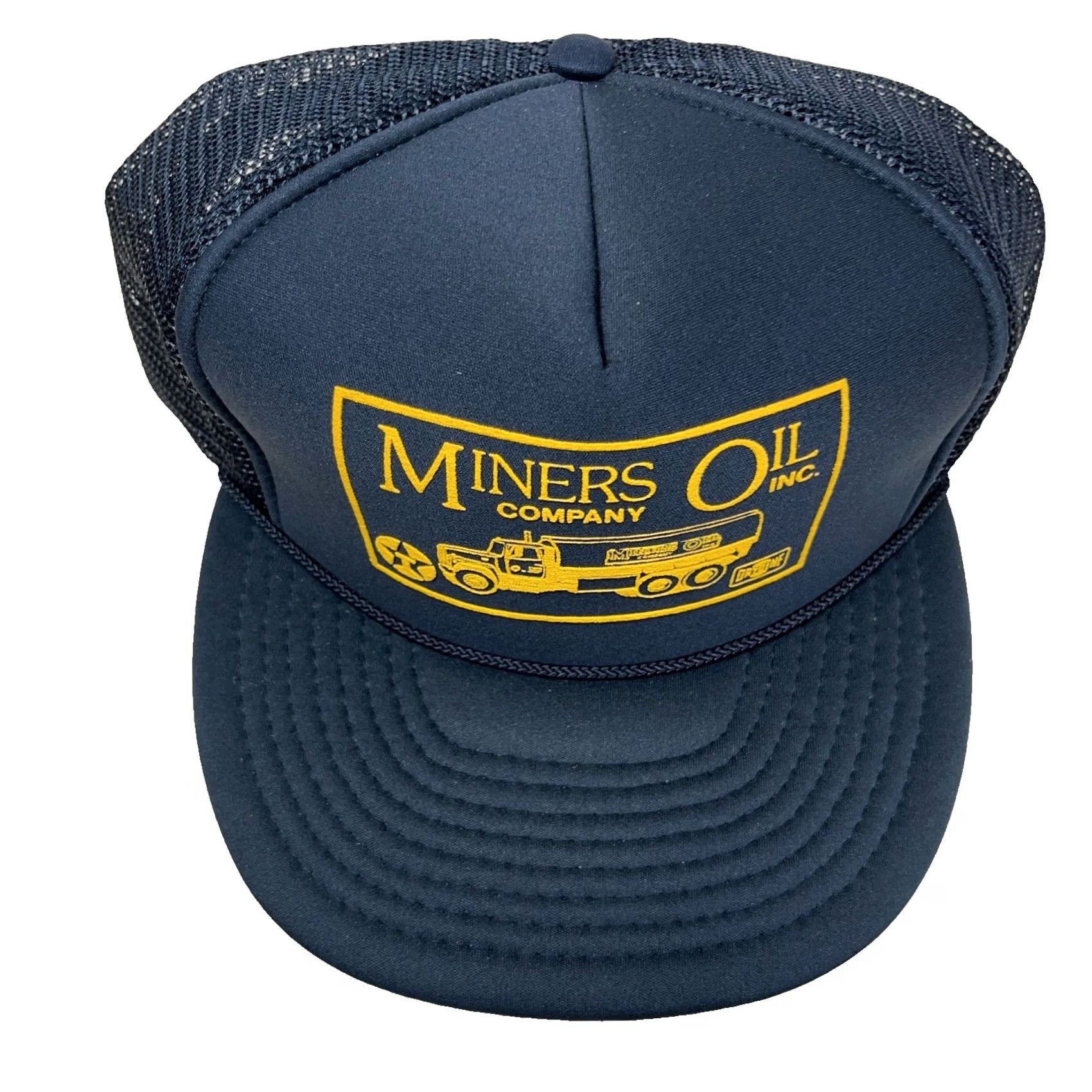 Vintage VINTAGE Miners Oil Trucker Hat Cap Snapback Black Yellow Tanker Trucking 90s Mens Adjustable Hat Size ONE SIZE - 2 Thumbnail