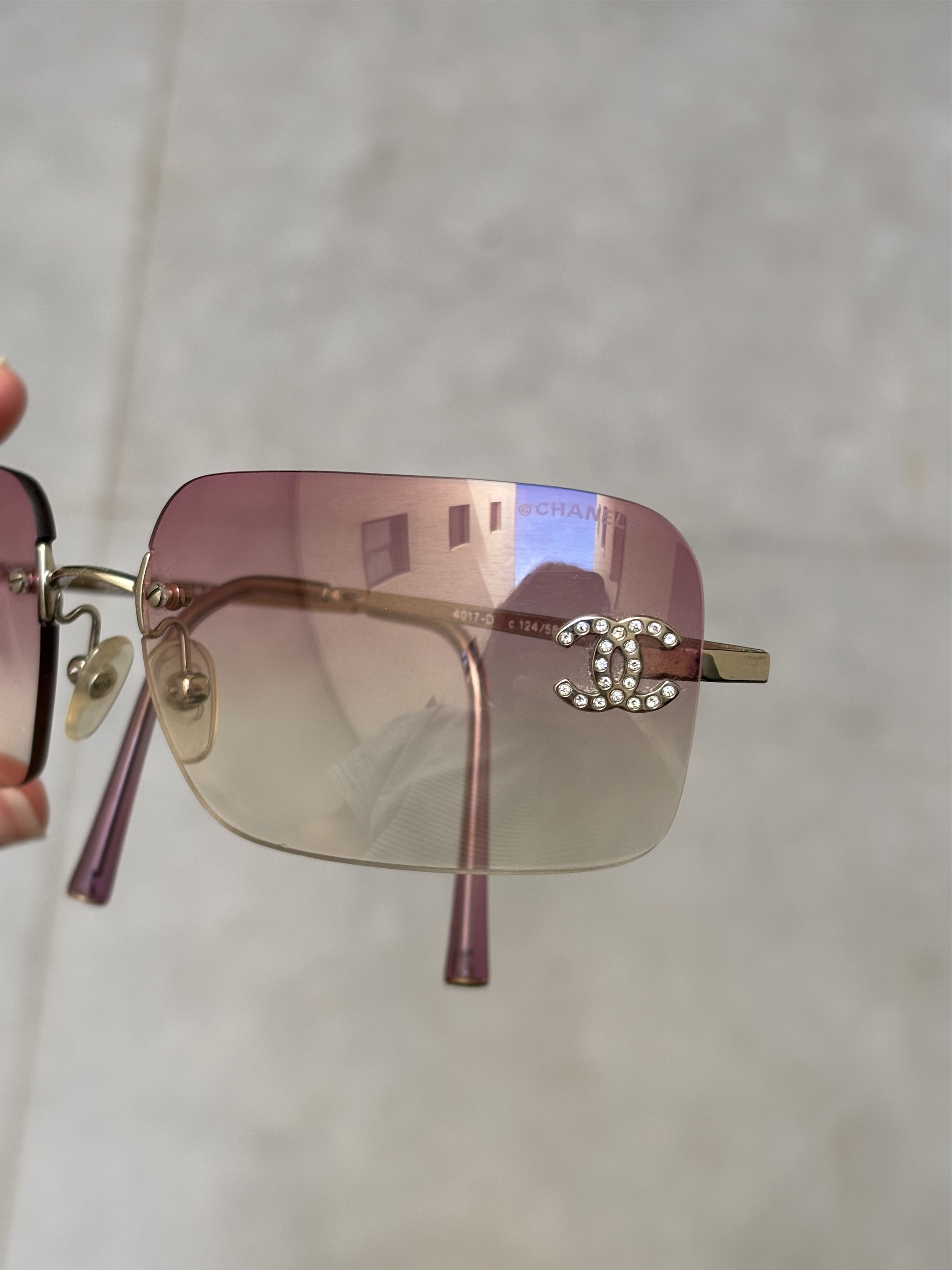 Chanel Chanel Sunglasses 4017 D CC Rhinestone Logo Rimless Size ONE SIZE - 10 Thumbnail