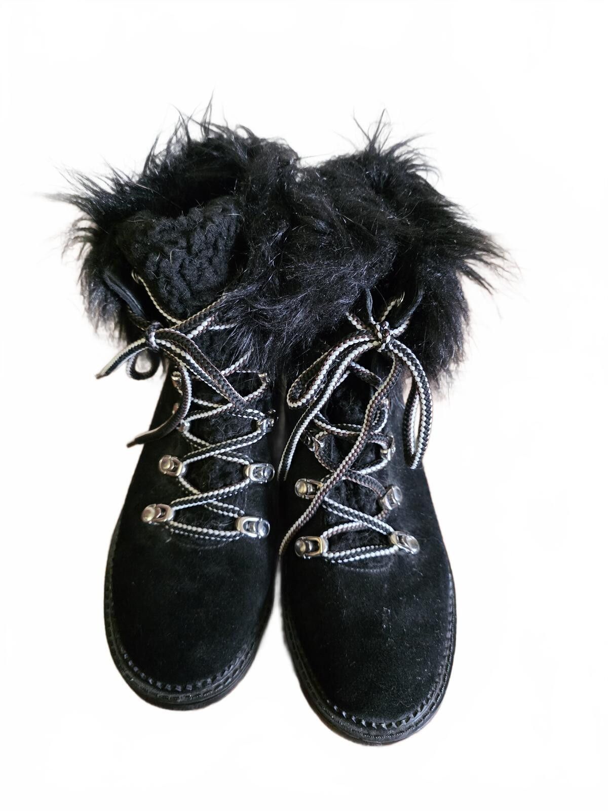 Nine West Nine West Alex Suede Black Faux Fur Leather Ankle Boots 6.5 Size US 6.5 / IT 36.5 - 9 Thumbnail