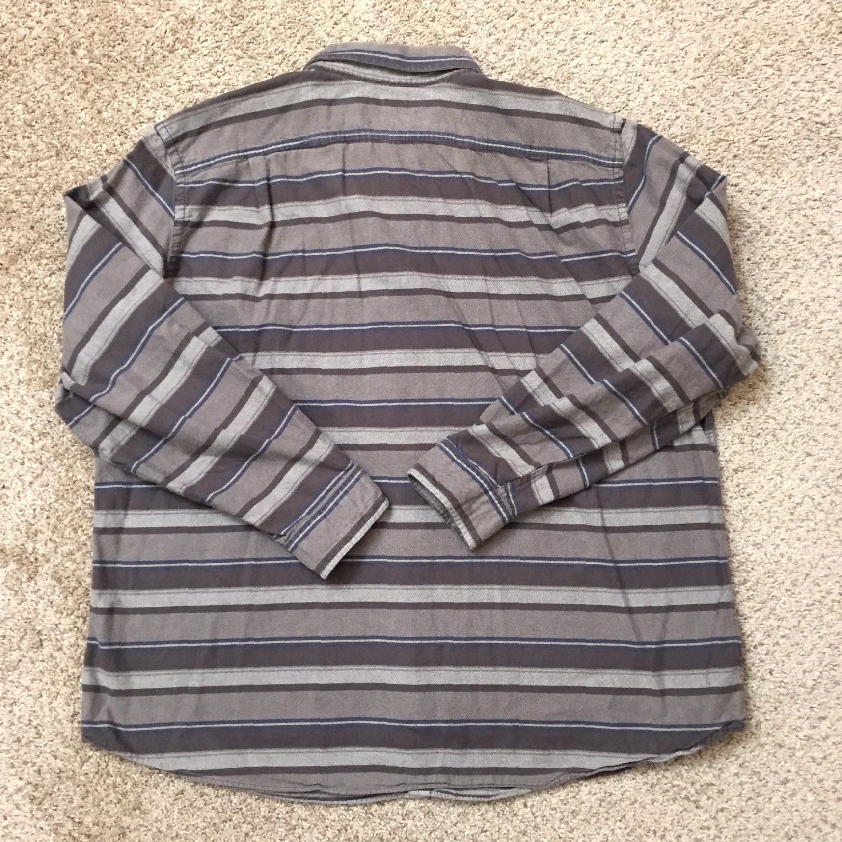 Eddie Bauer Eddie Bauer Mens Shirt 2XL Gray Striped Long Sleeve Button Front Relaxed Fit Size US XXL / EU 58 / 5 - 6 Thumbnail