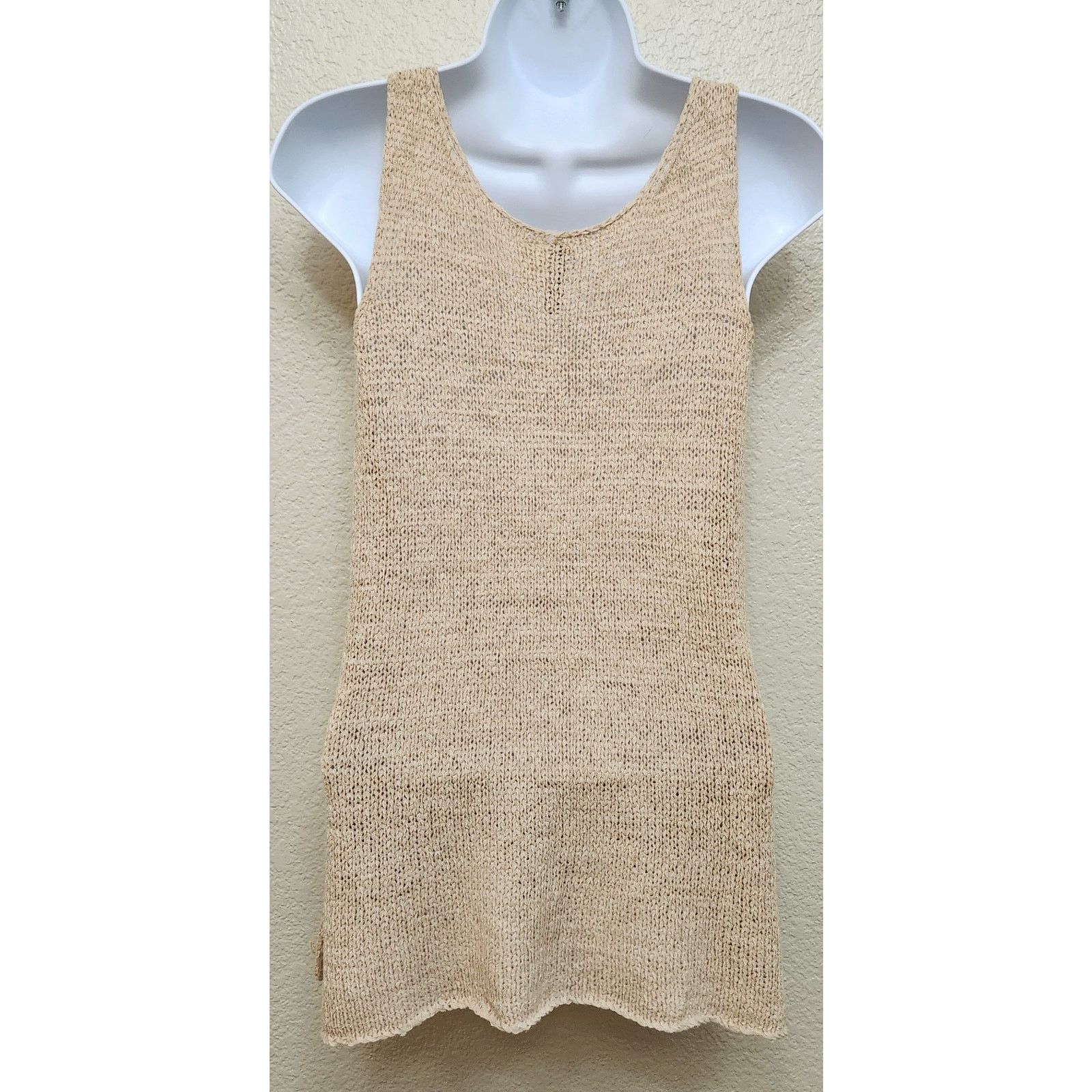 Other Divided By H&M Beige Tan Loose Knit Tank Top 8 Lightweight Size M / US 6-8 / IT 42-44 - 3 Thumbnail