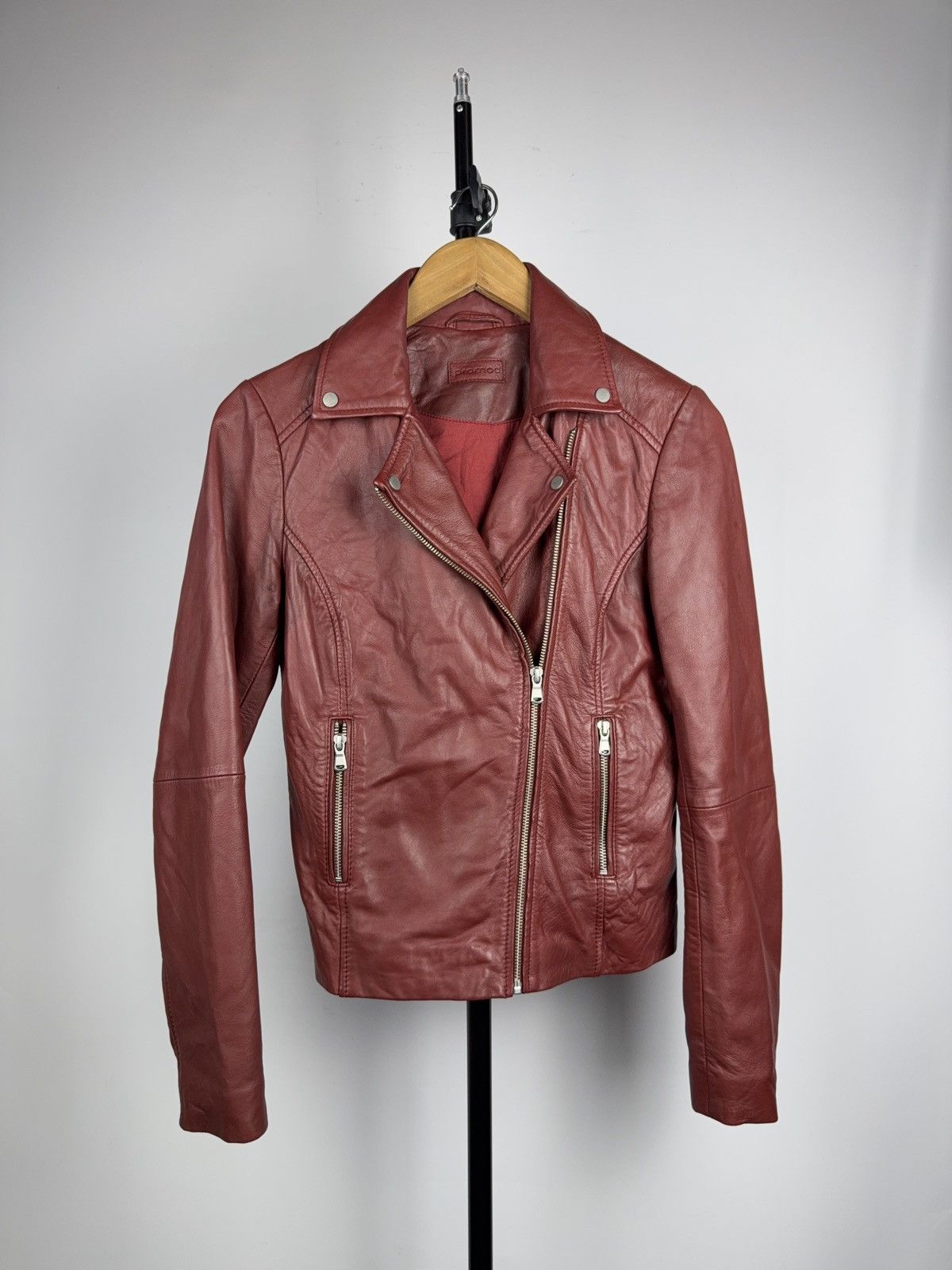 Genuine Leather Avant Garde 00s Red Leather Biker Moto Punk Rock Jacket Size S / US 4 / IT 40 - 1 Thumbnail