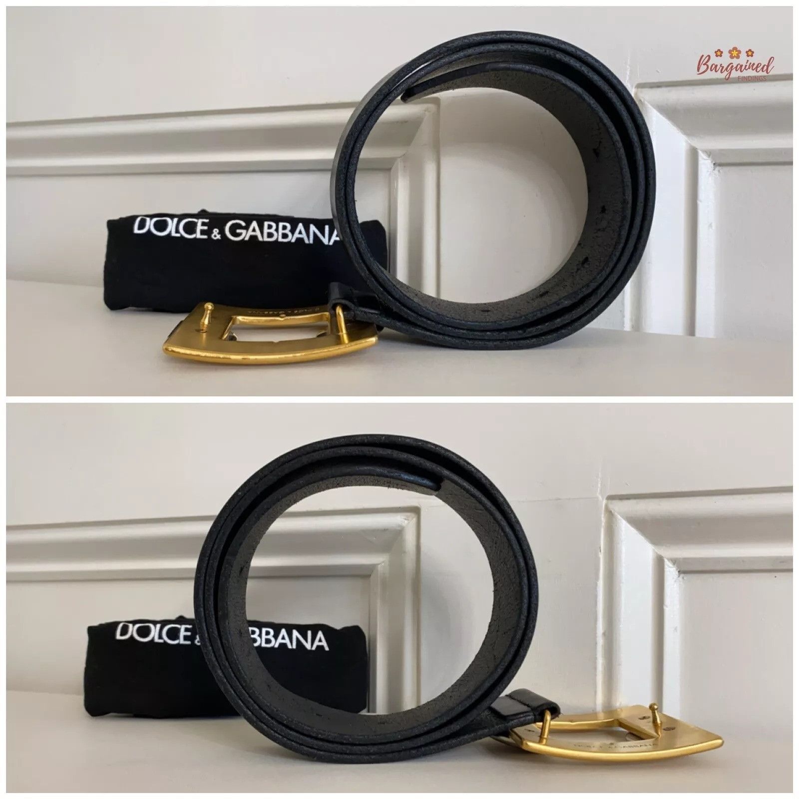 Dolce & Gabbana Dolce & Gabbana Black Leather DG Logo Gold Buckle Belt Size 32 - 7 Thumbnail